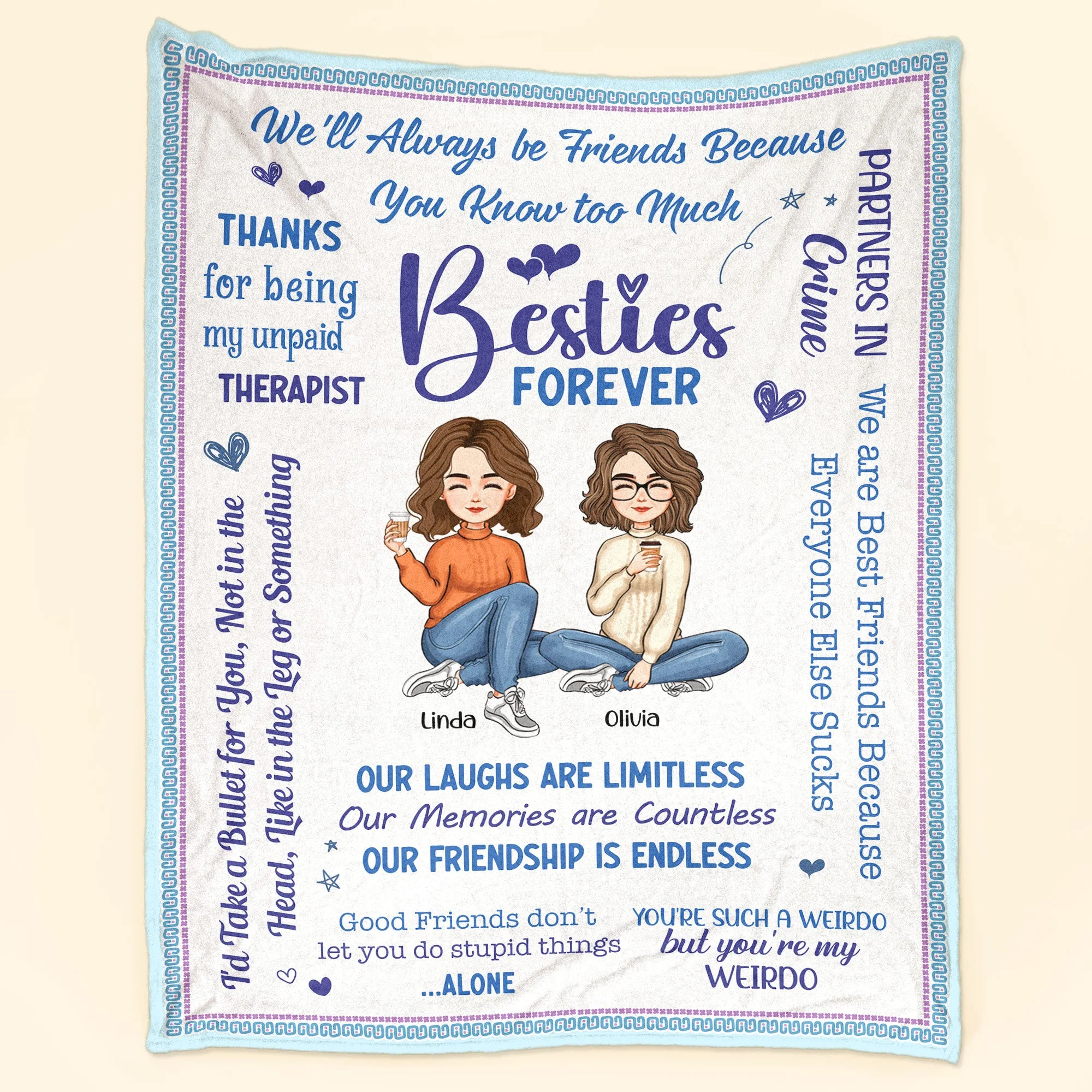 Besties Forever - Personalized Friend Blanket