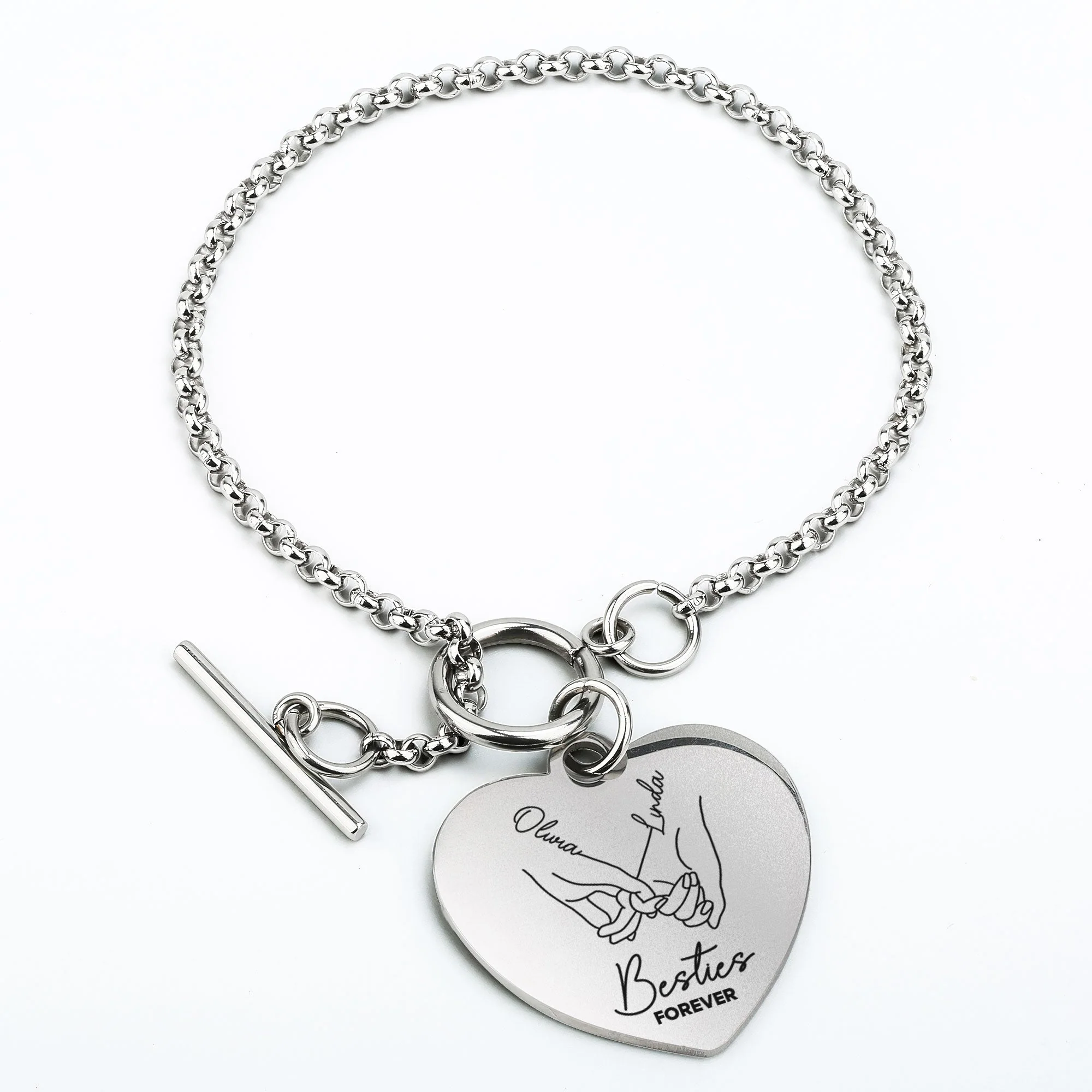 Besties Forever - Personalized Heart Bracelet - Image 4