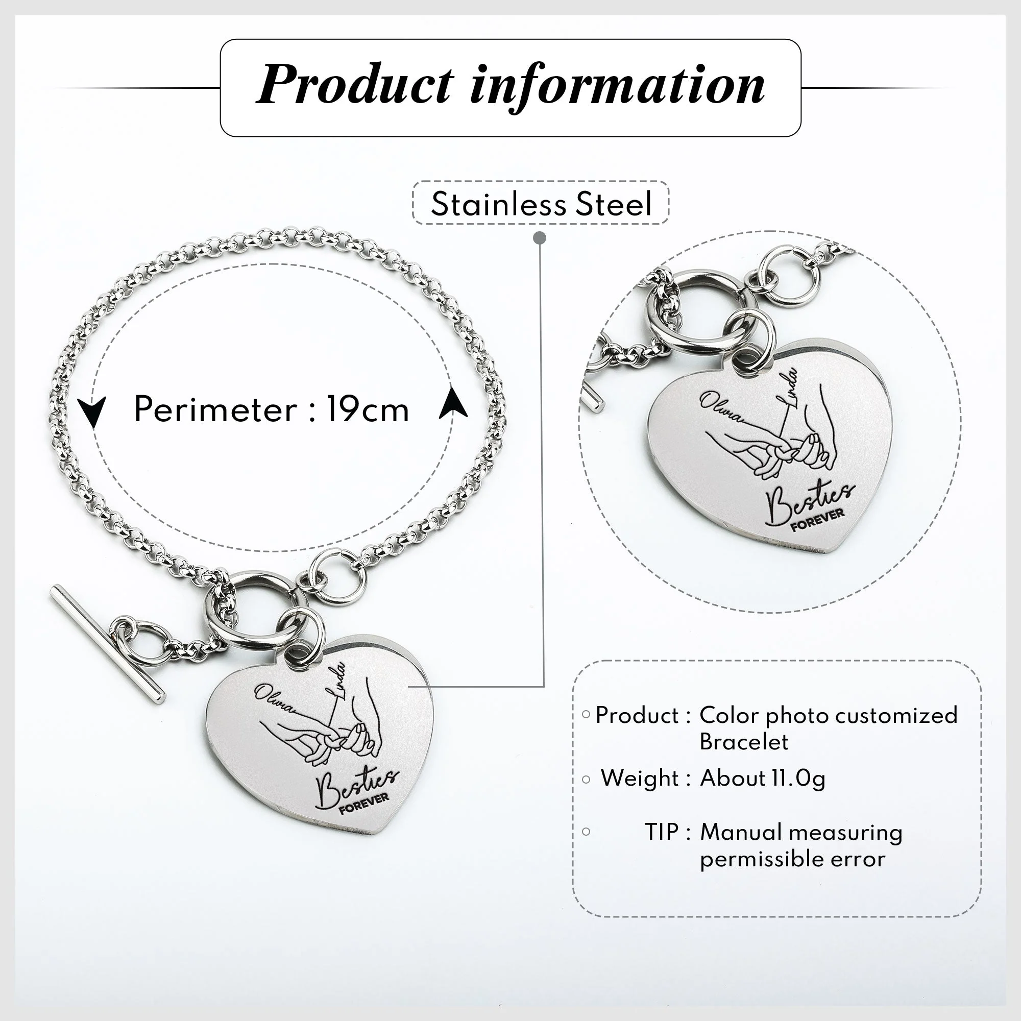 Besties Forever - Personalized Heart Bracelet - Image 7
