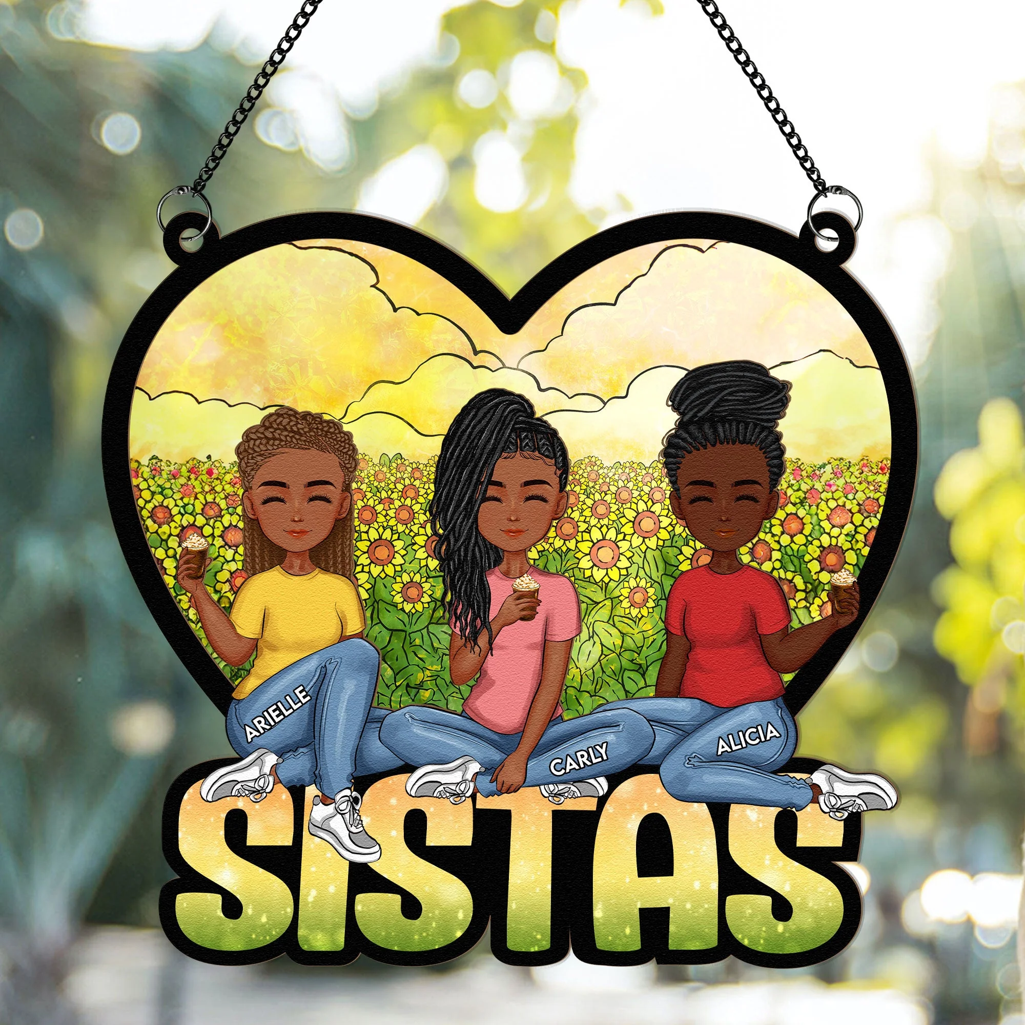 Besties Forever - Personalized Window Hanging Suncatcher Ornament - Image 3