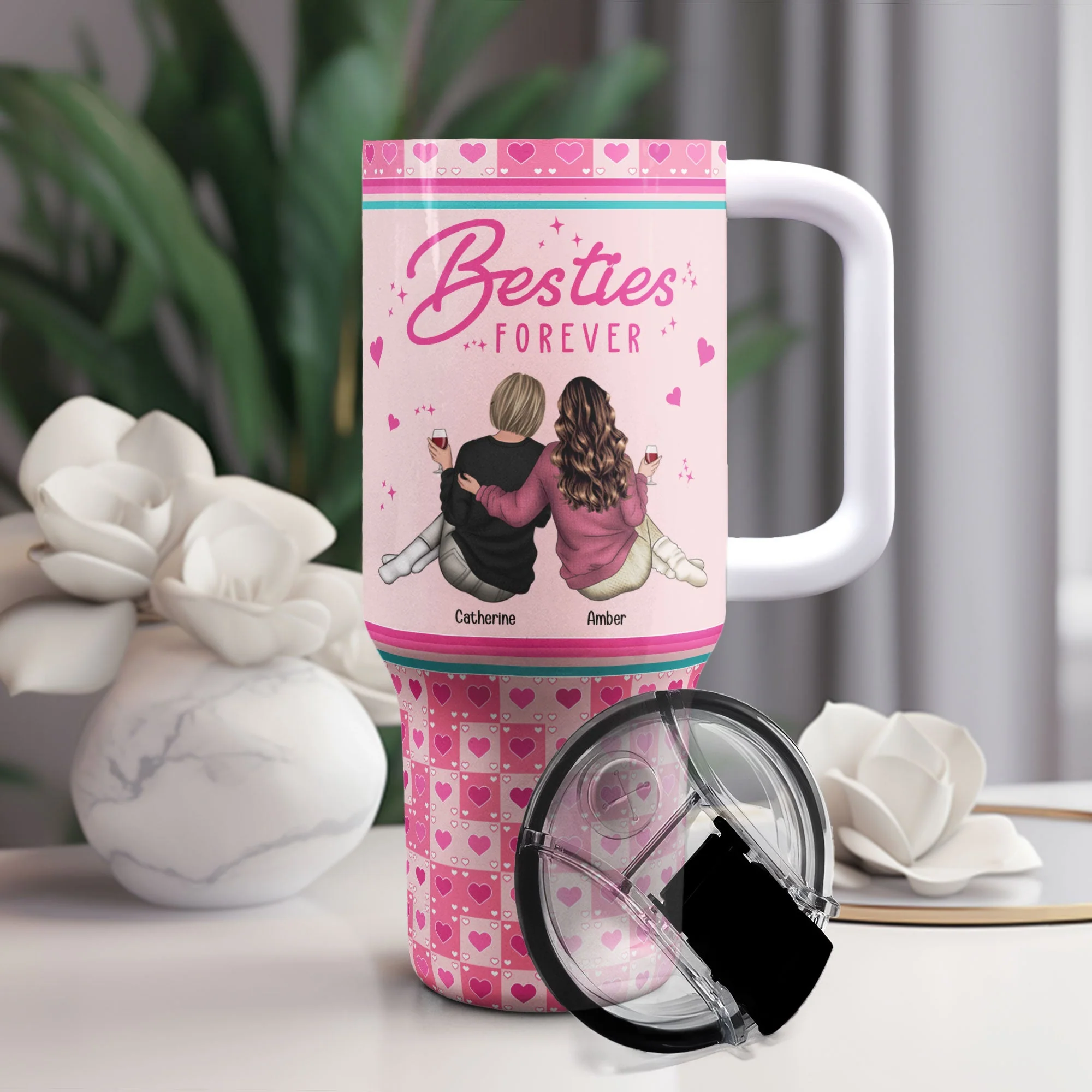 Besties Friends You're My Favourite - Personalized 40oz Tumbler With Straw - Image 2