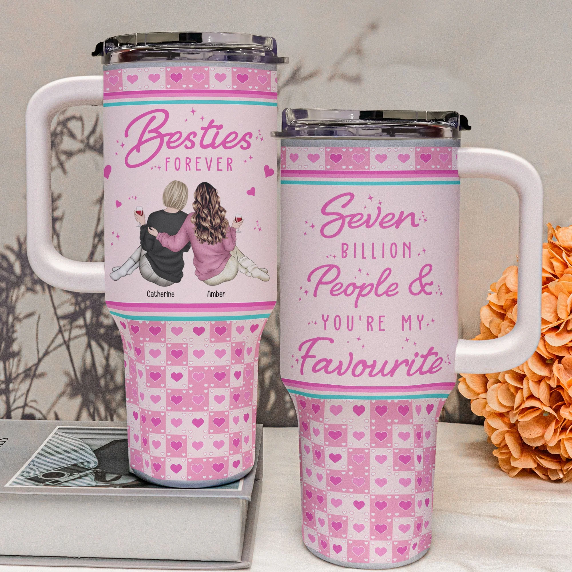 Besties Friends You're My Favourite - Personalized 40oz Tumbler With Straw - Image 3
