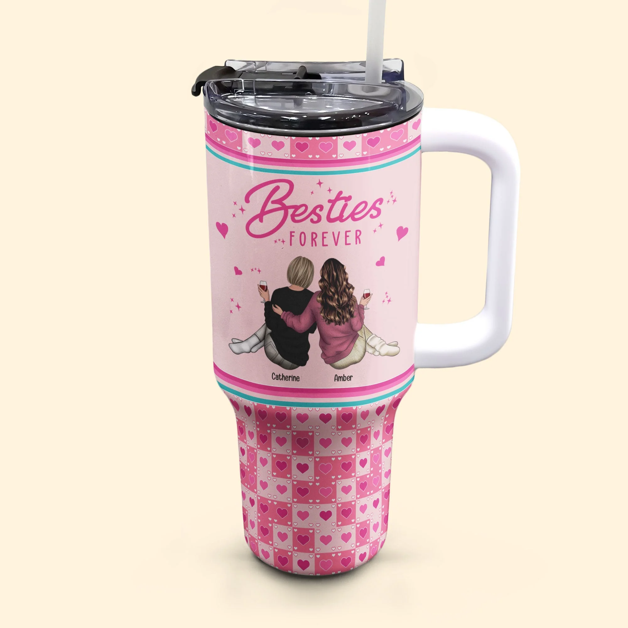 Besties Friends You're My Favourite - Personalized 40oz Tumbler With Straw - Image 4