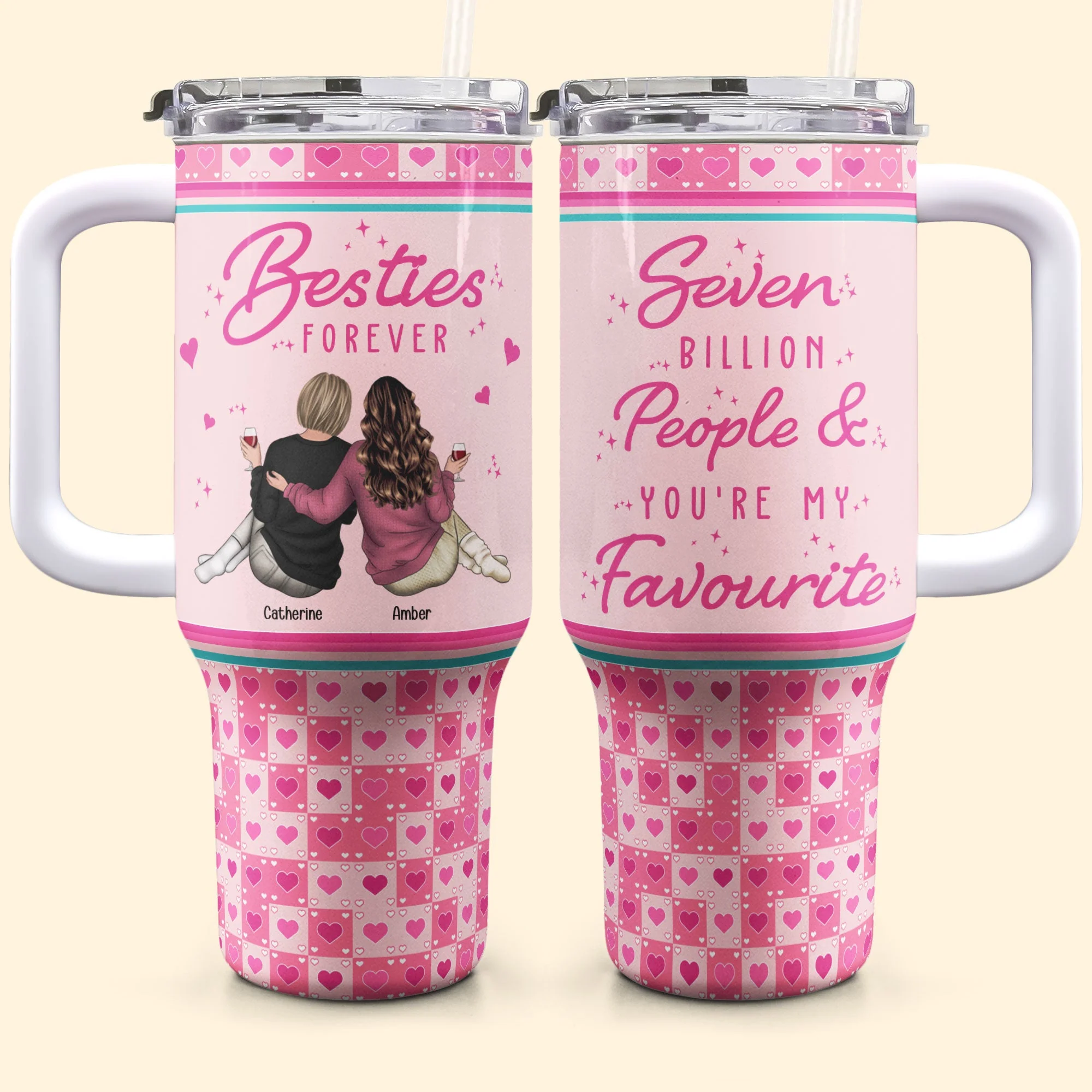 Besties Friends You're My Favourite - Personalized 40oz Tumbler With Straw - Image 5