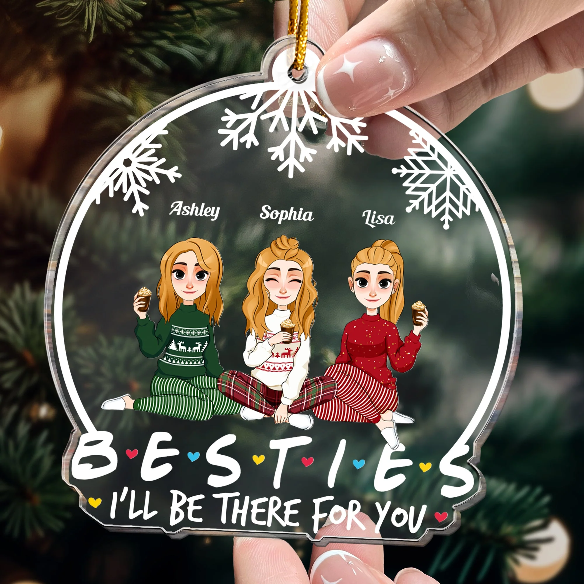 Besties - I'll Be There For You - Personalized Acrylic Ornament - Image 3
