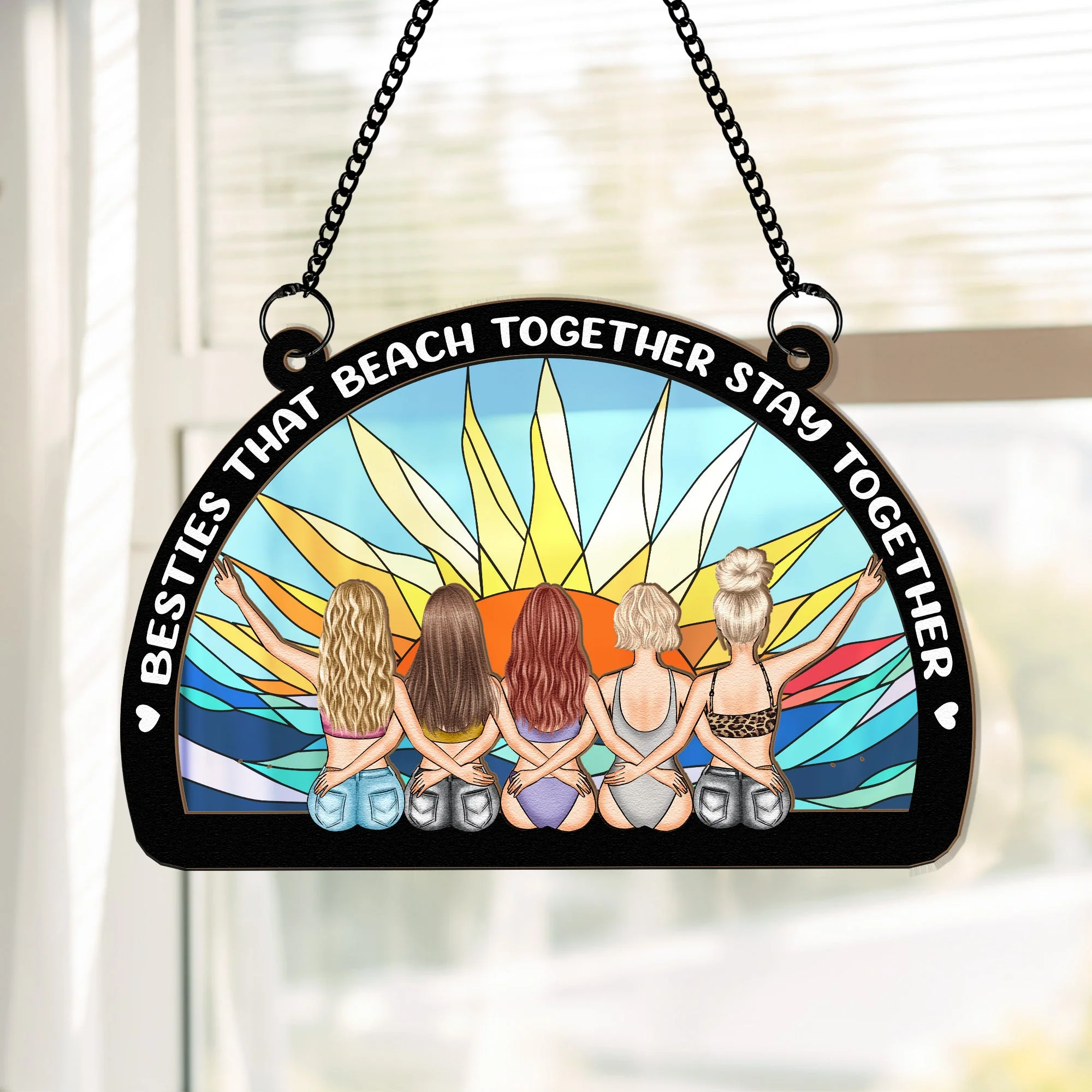 Besties That Beach Together - Personalized Window Hanging Suncatcher Ornament - Image 3