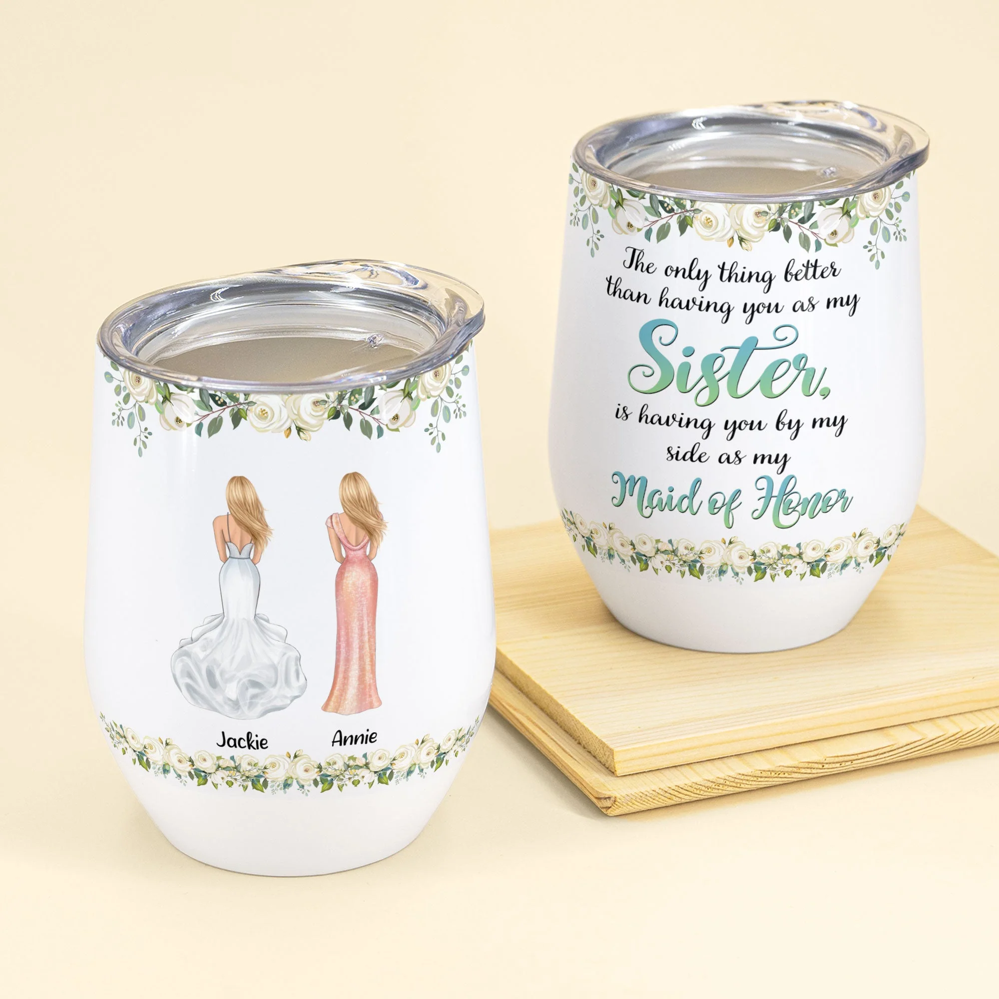 By My Side As My Maid Of Honor - Personalized Wine Tumbler