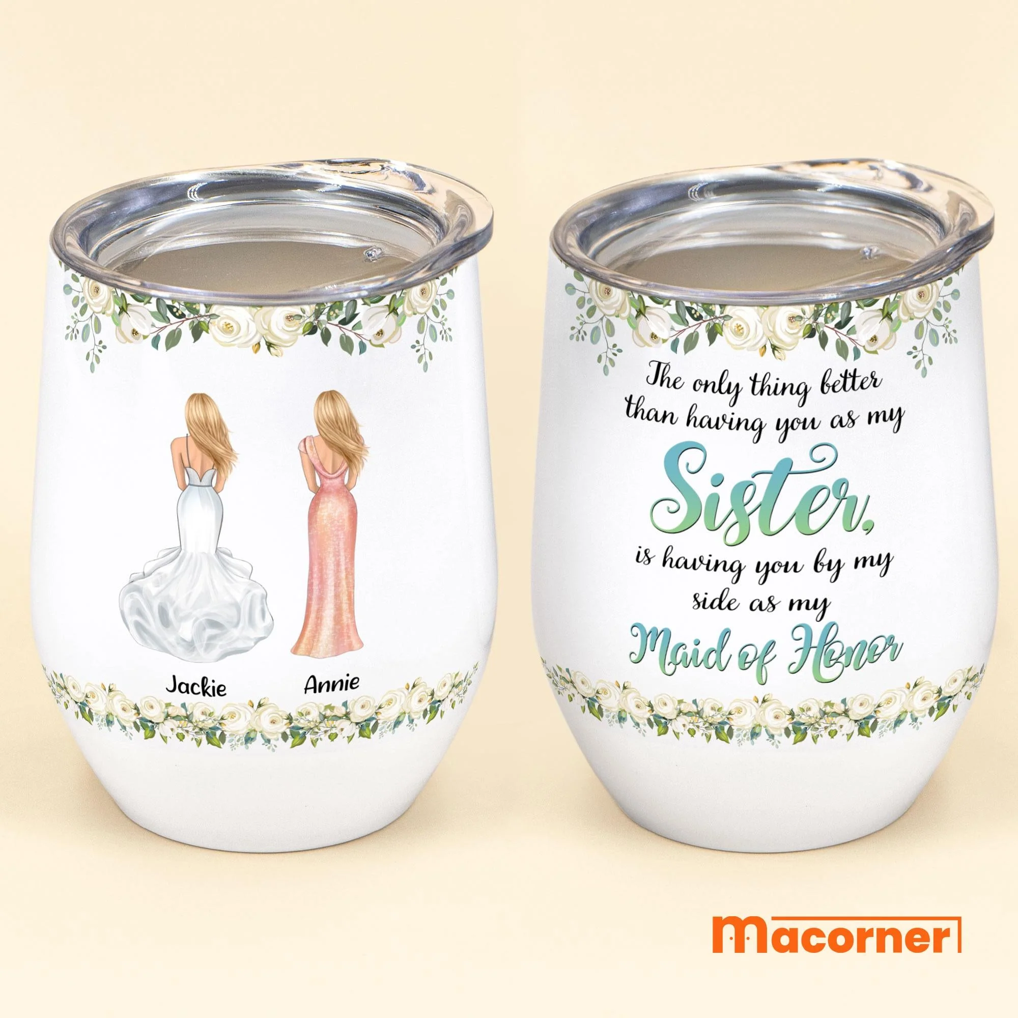 By My Side As My Maid Of Honor - Personalized Wine Tumbler - Image 2