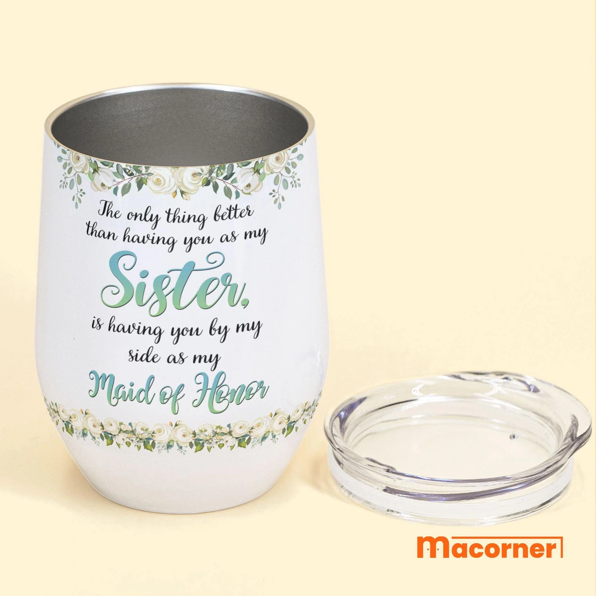 By My Side As My Maid Of Honor - Personalized Wine Tumbler - Image 3