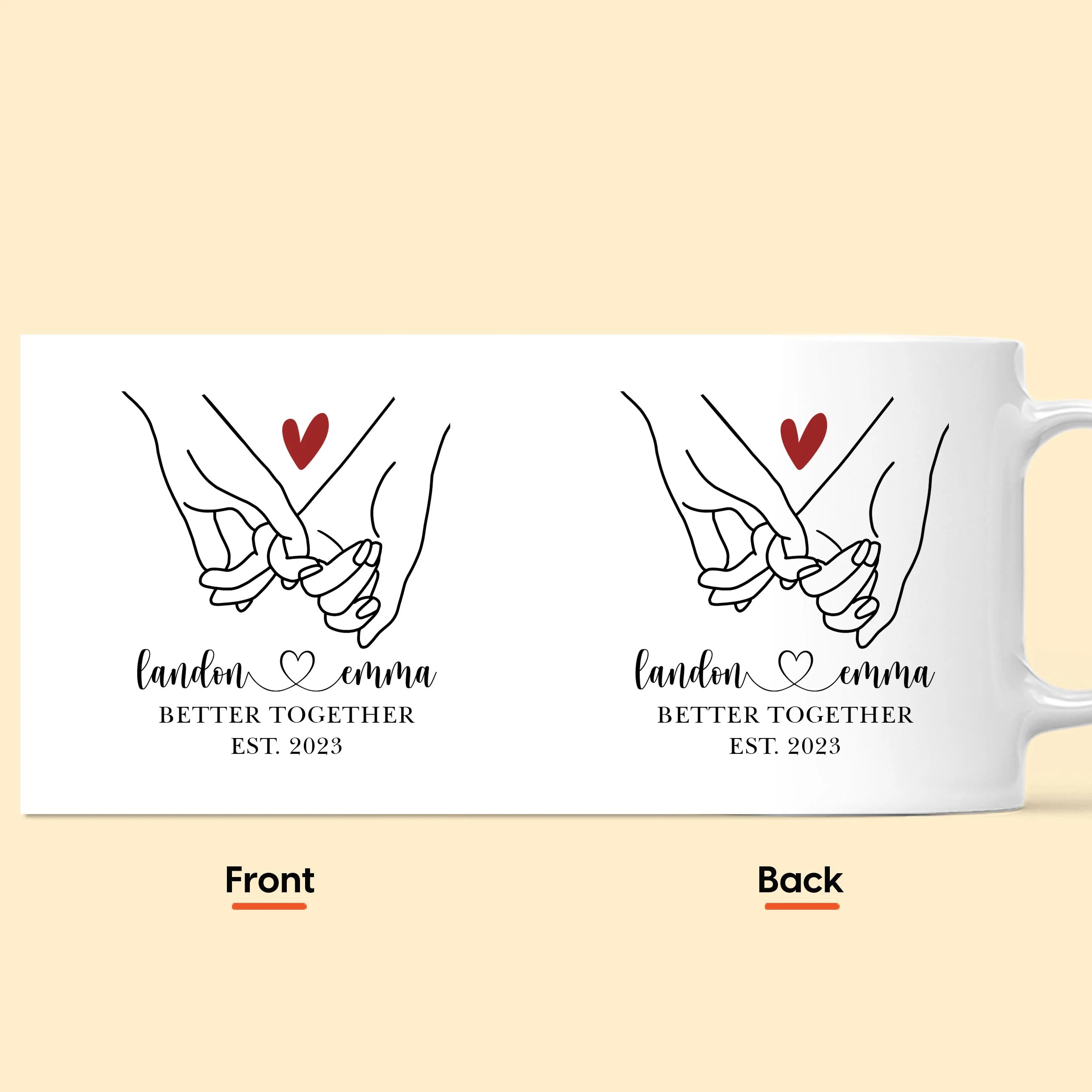 Better Together Holding Hand Couples Anniversay - Personalized Mug - Image 7