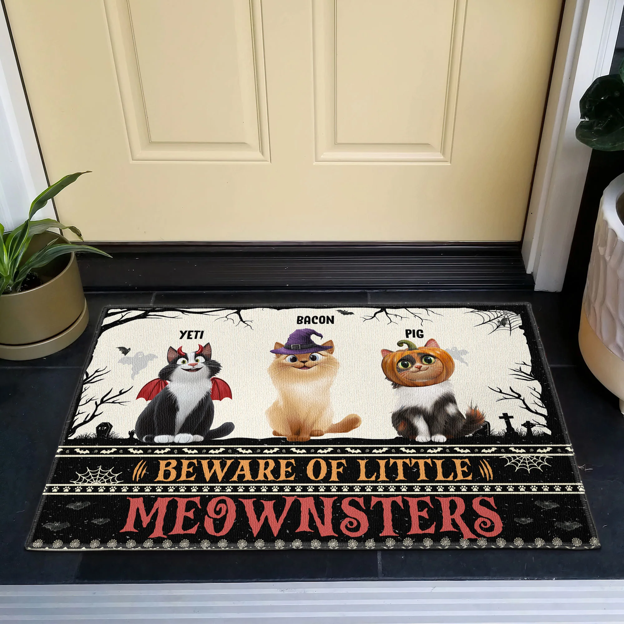 Beware Of Little Meownsters Custom Pets New Version - Personalized Doormat - Image 2