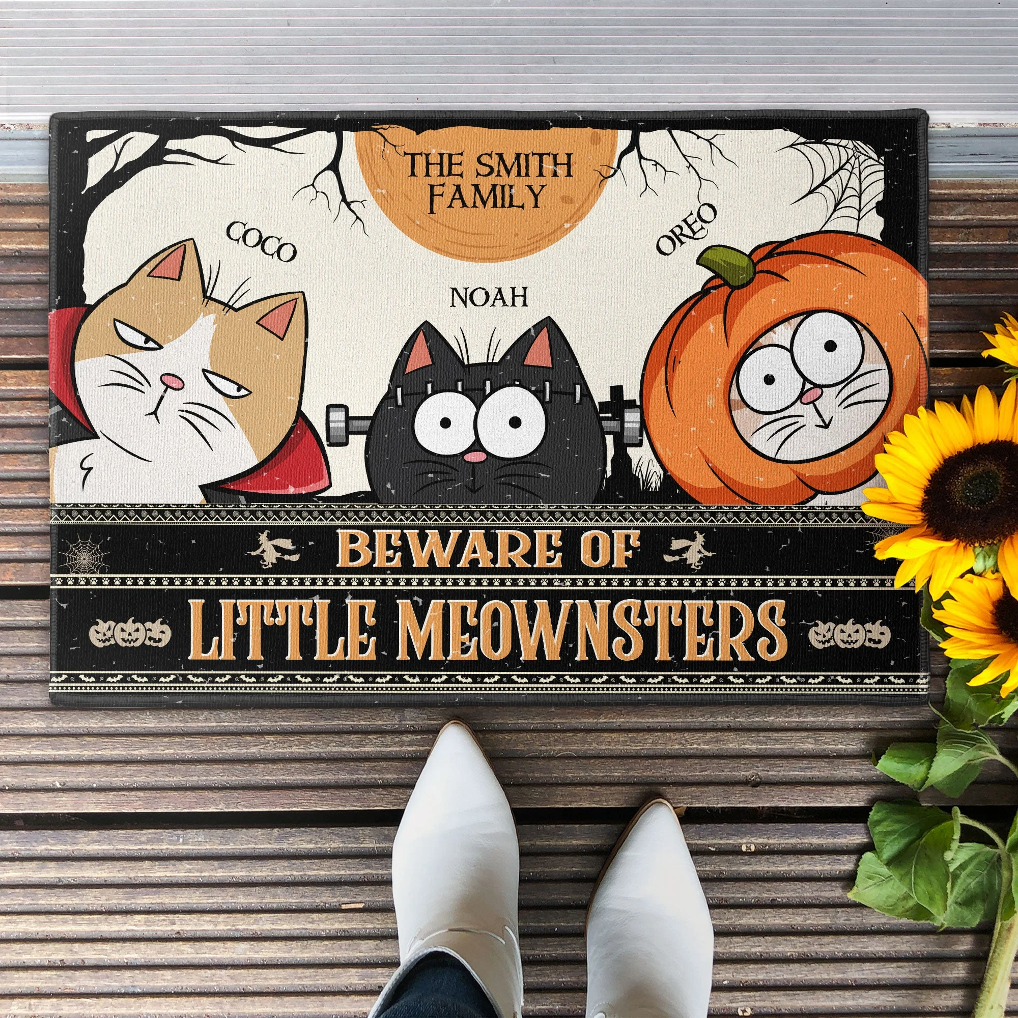 Beware Of Little Meownsters Funny Cat - Personalized Doormat - Image 2