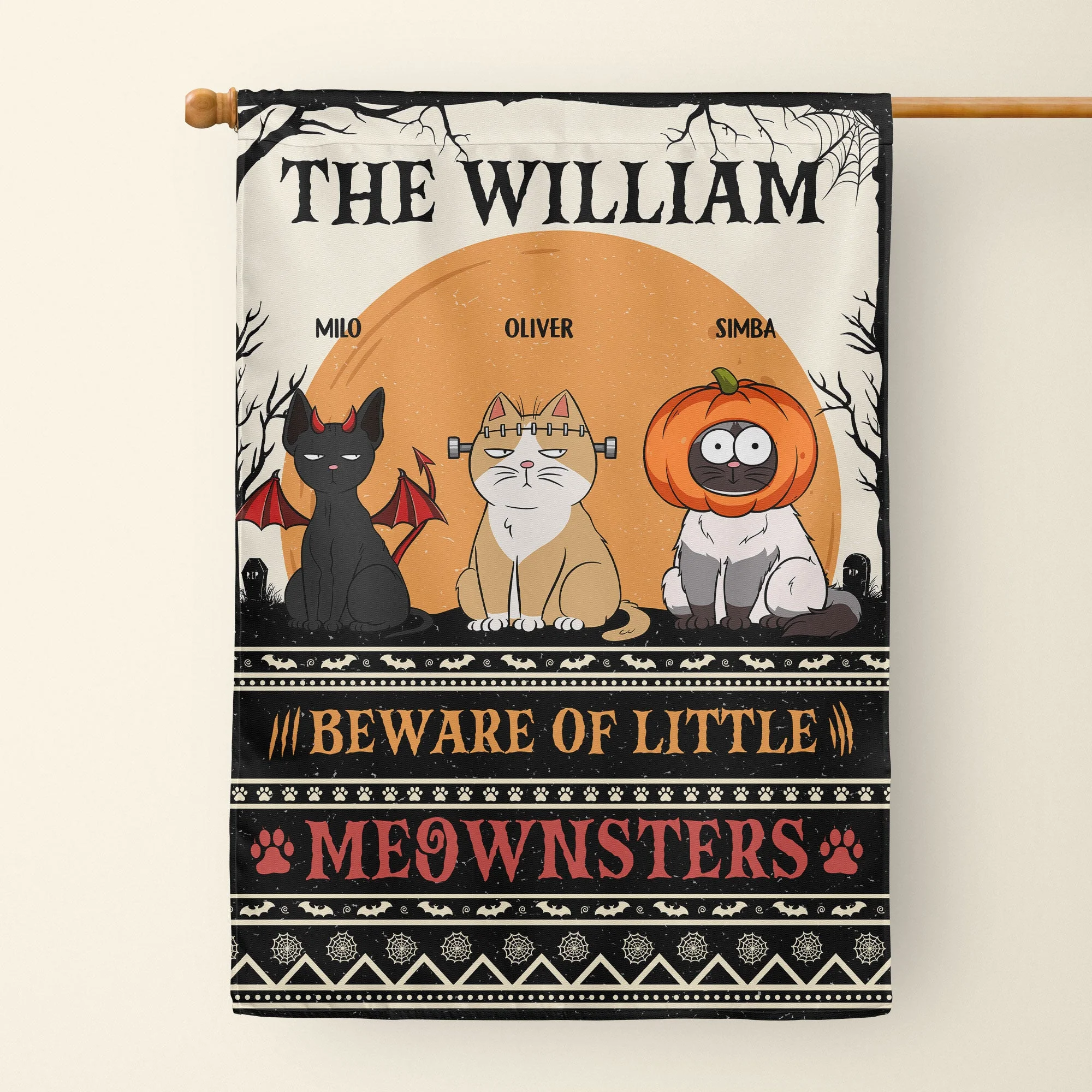 Beware Of Little Meownsters Happy Halloween- Personalized Flag - Image 5