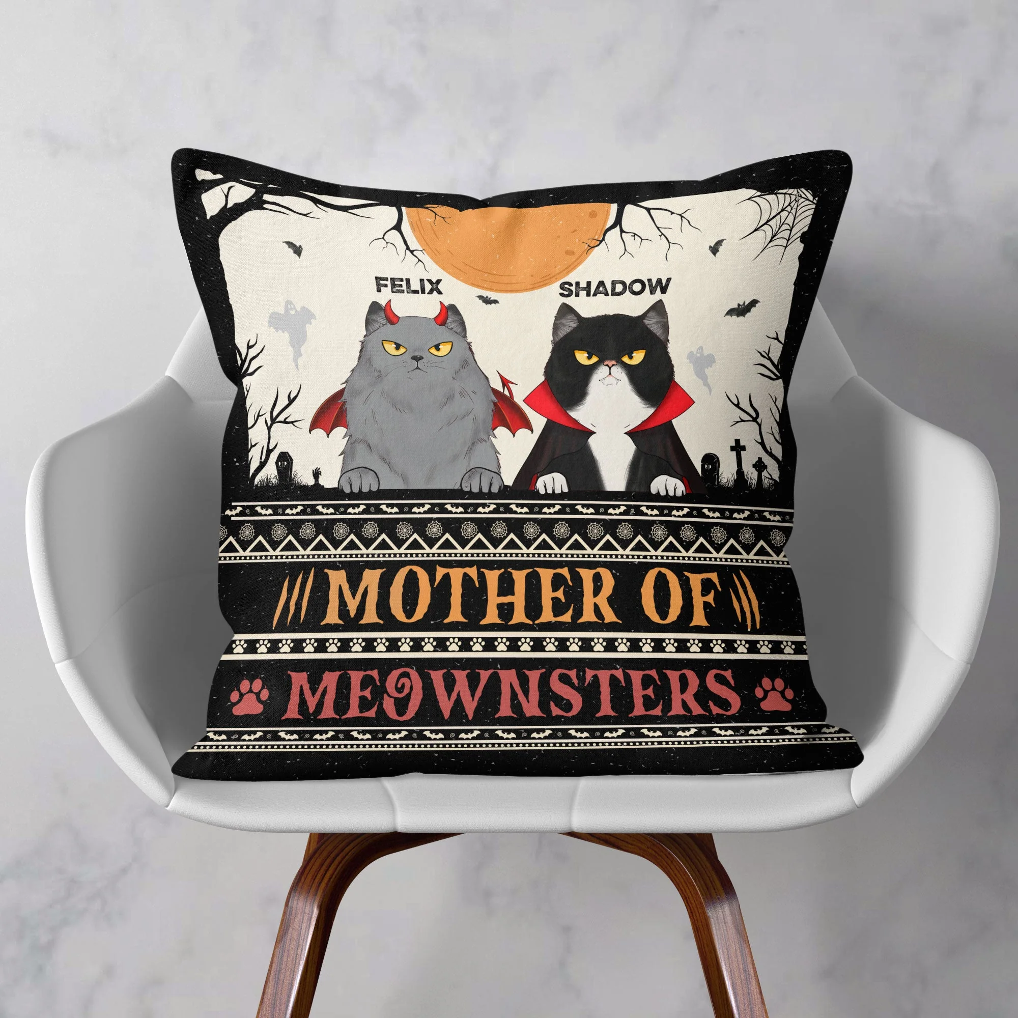 Beware Of Little Meownsters - Personalized Pillow (Insert Included) - Funny Halloween Gift For Cat Lovers, Cat Mom - Image 2