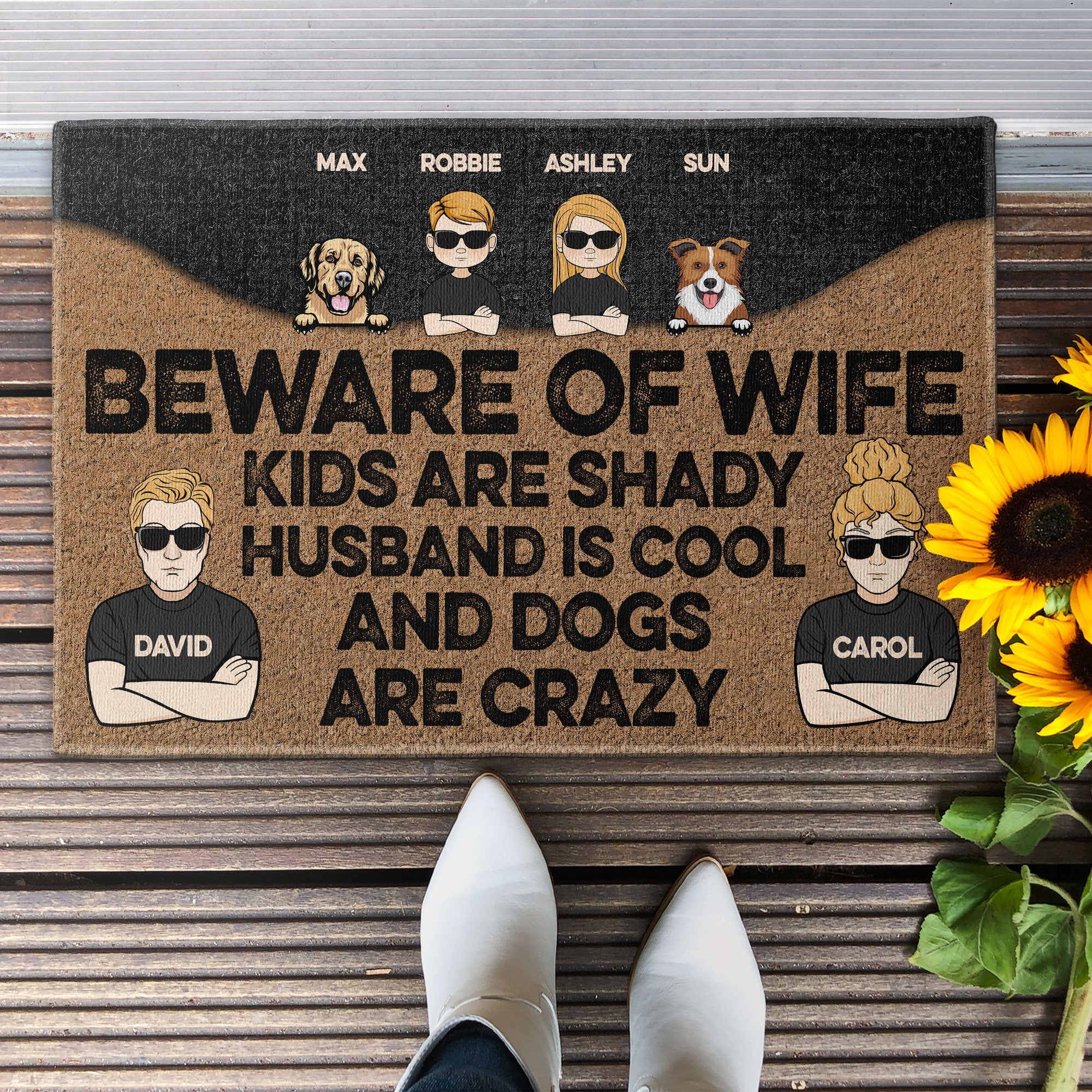 Beware Of Wife Kids Are Shady - Personalized Doormat - Image 2