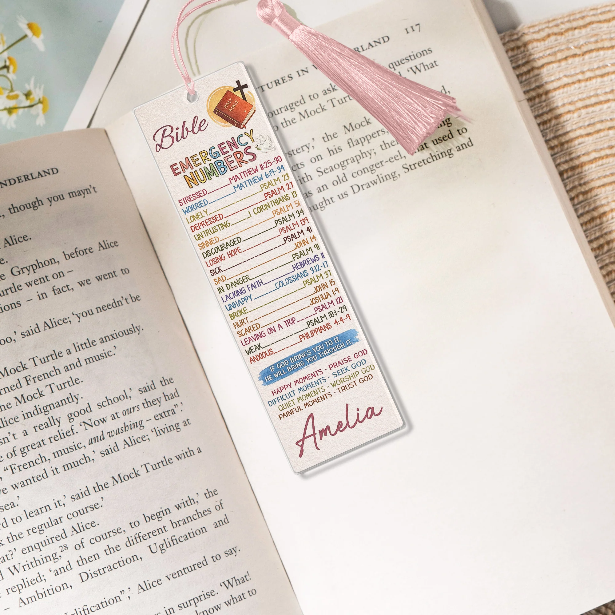 Bible Emergency Numbers - Custom Acrylic Bookmark - Image 2