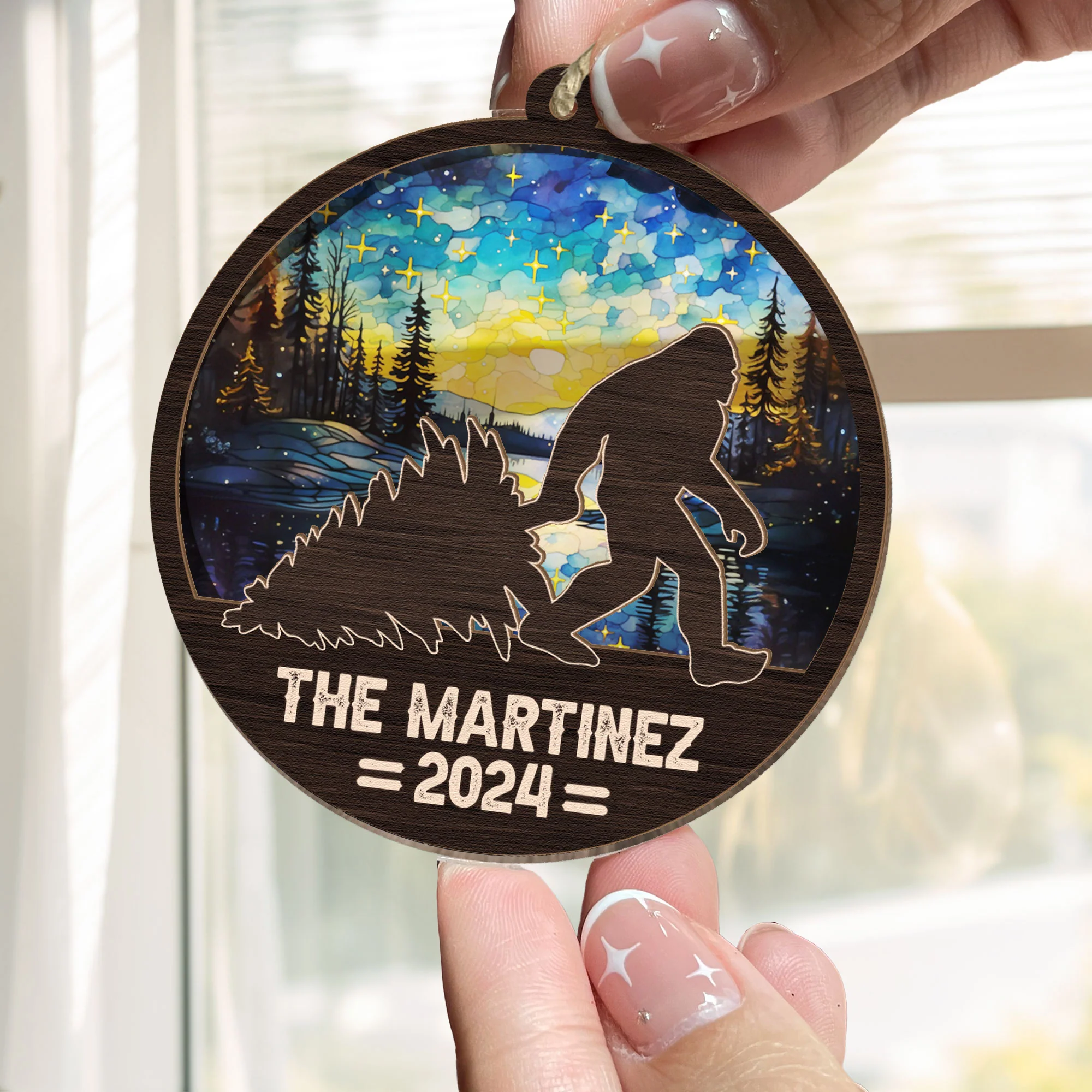 Bigfoot Christmas 2024 - Personalized Suncatcher Ornament - Image 2