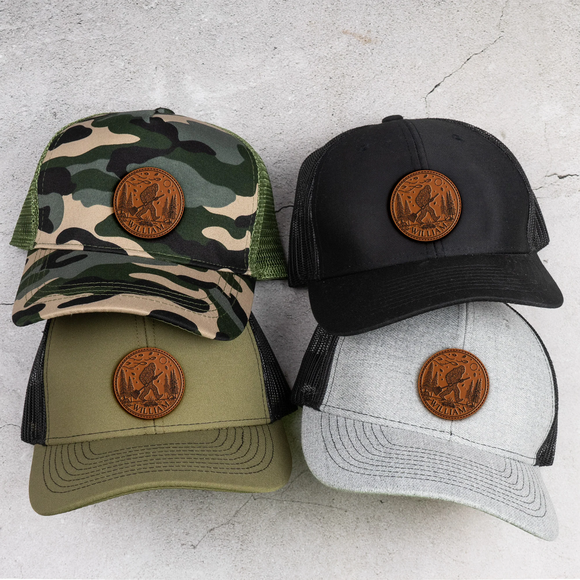 Bigfoot Living Their Best Life - Personalized Leather Patch Hat - Image 2