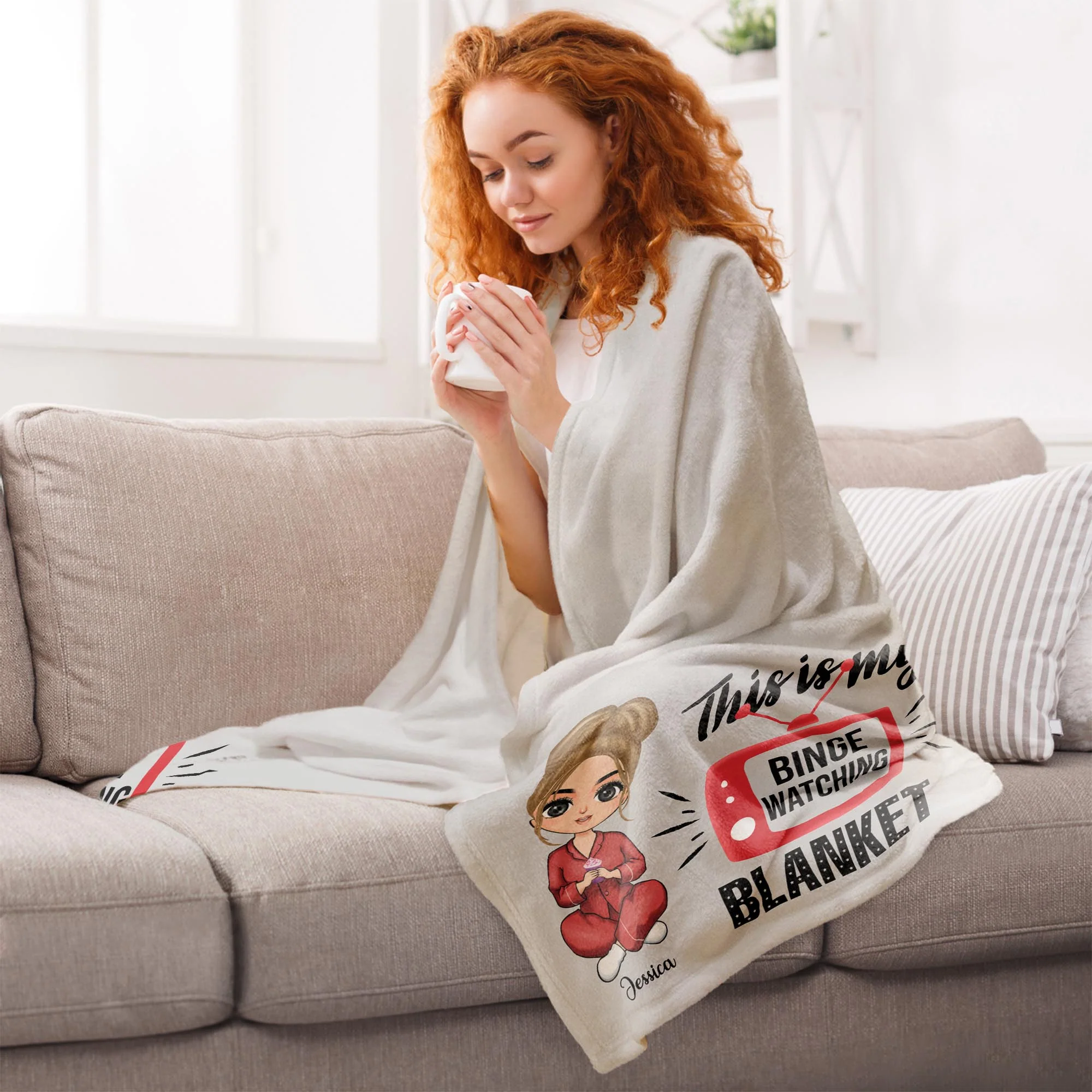 Binge Watching Blanket - Personalized Blanket - Birthday Gift For Her, Girl, Woman - Image 2