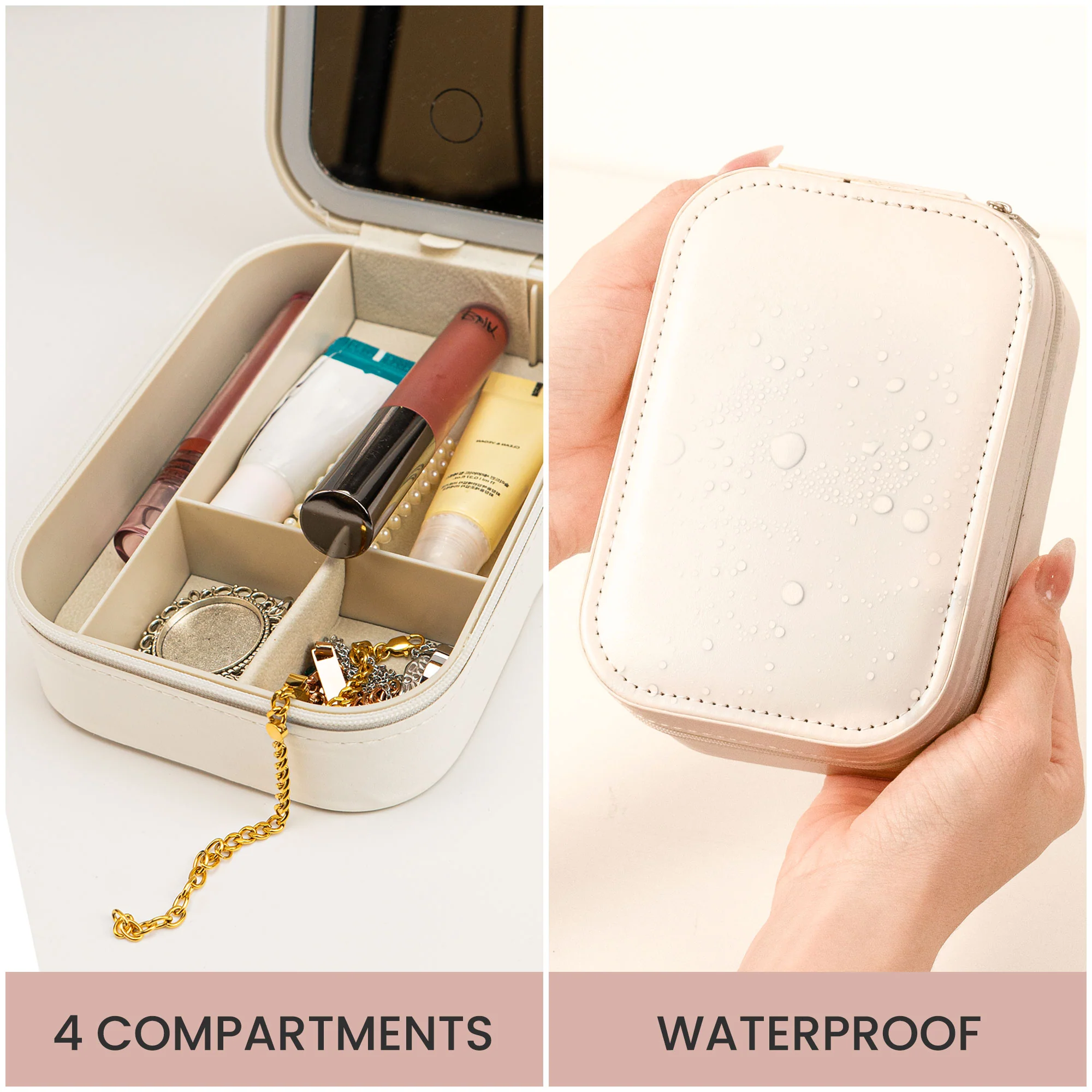 Birth Flower Affirmation - Custom Photo Makeup Box With LED Mirror - Image 5