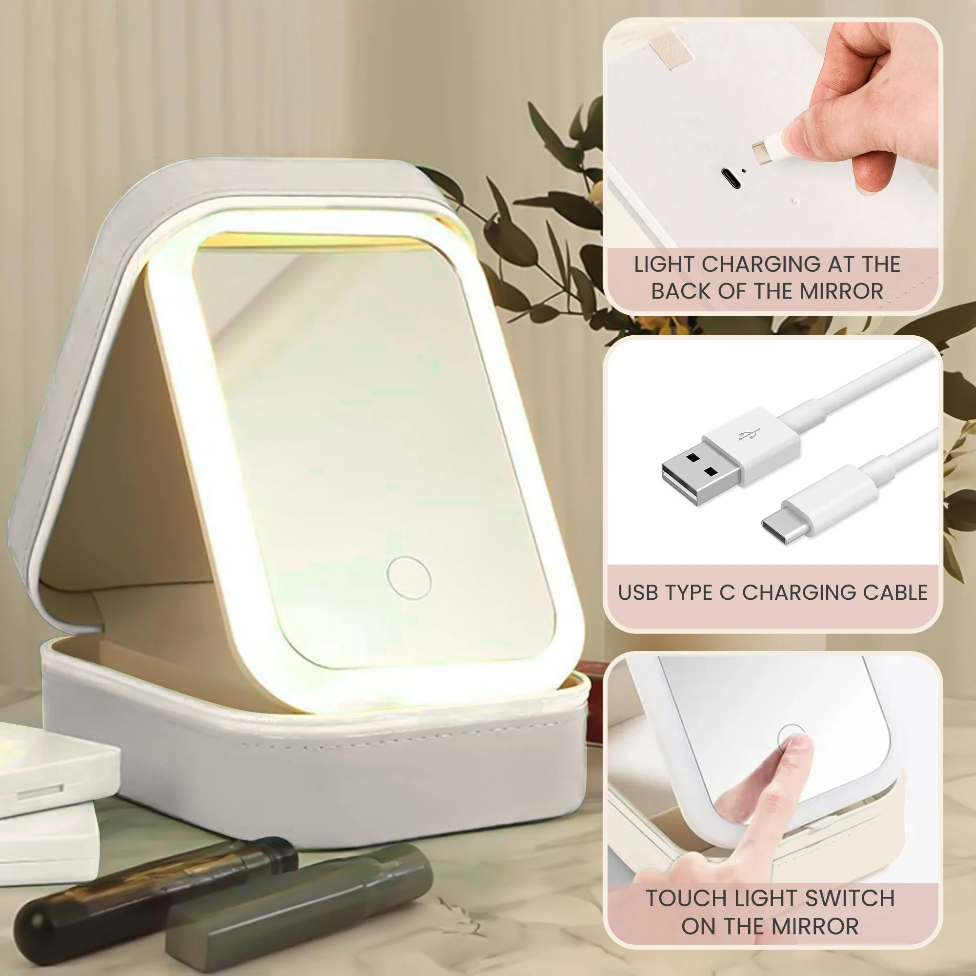 Birth Flower Affirmation - Custom Photo Makeup Box With LED Mirror - Image 6
