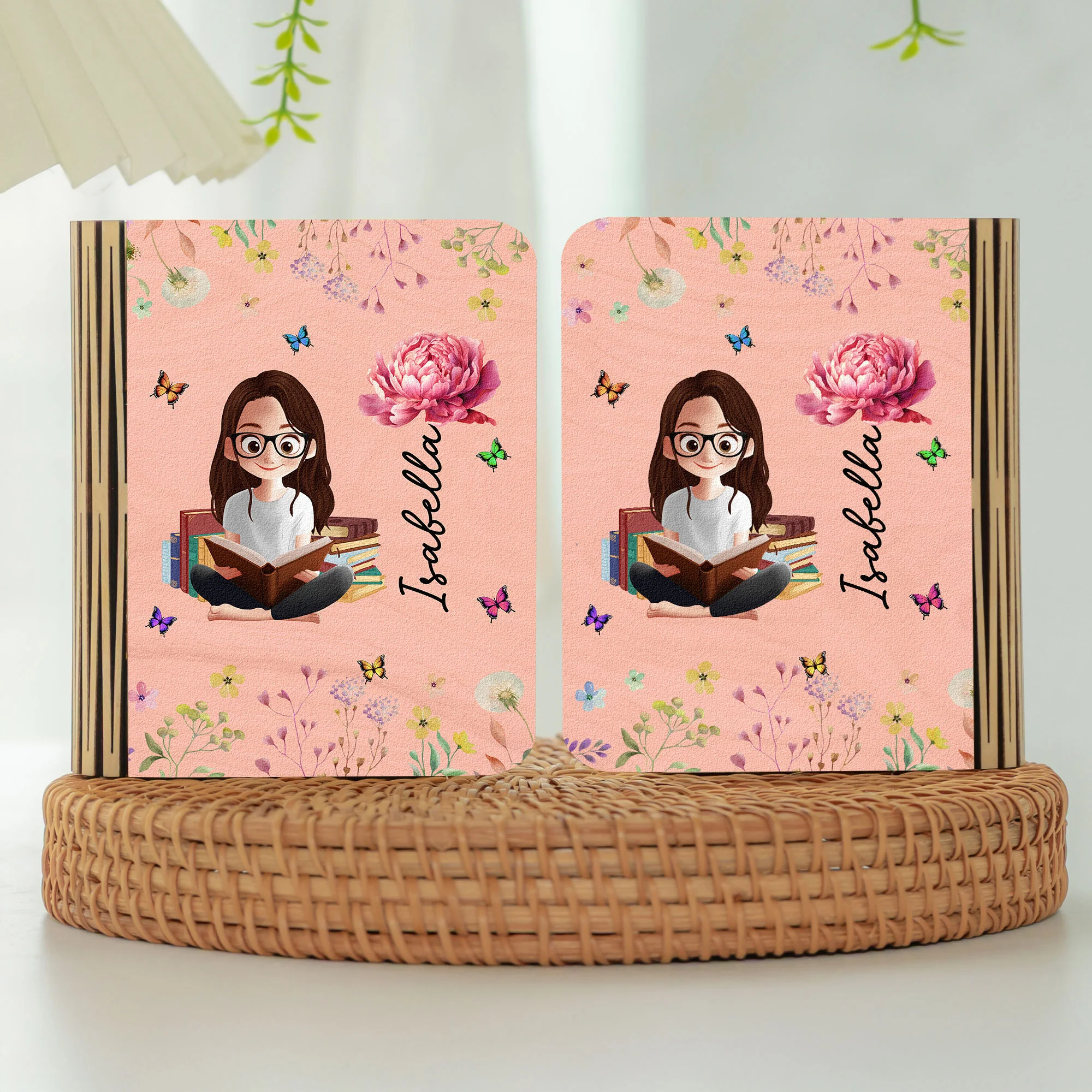 Birth Flower Book Lovers - Personalized Book Lamp - Image 2