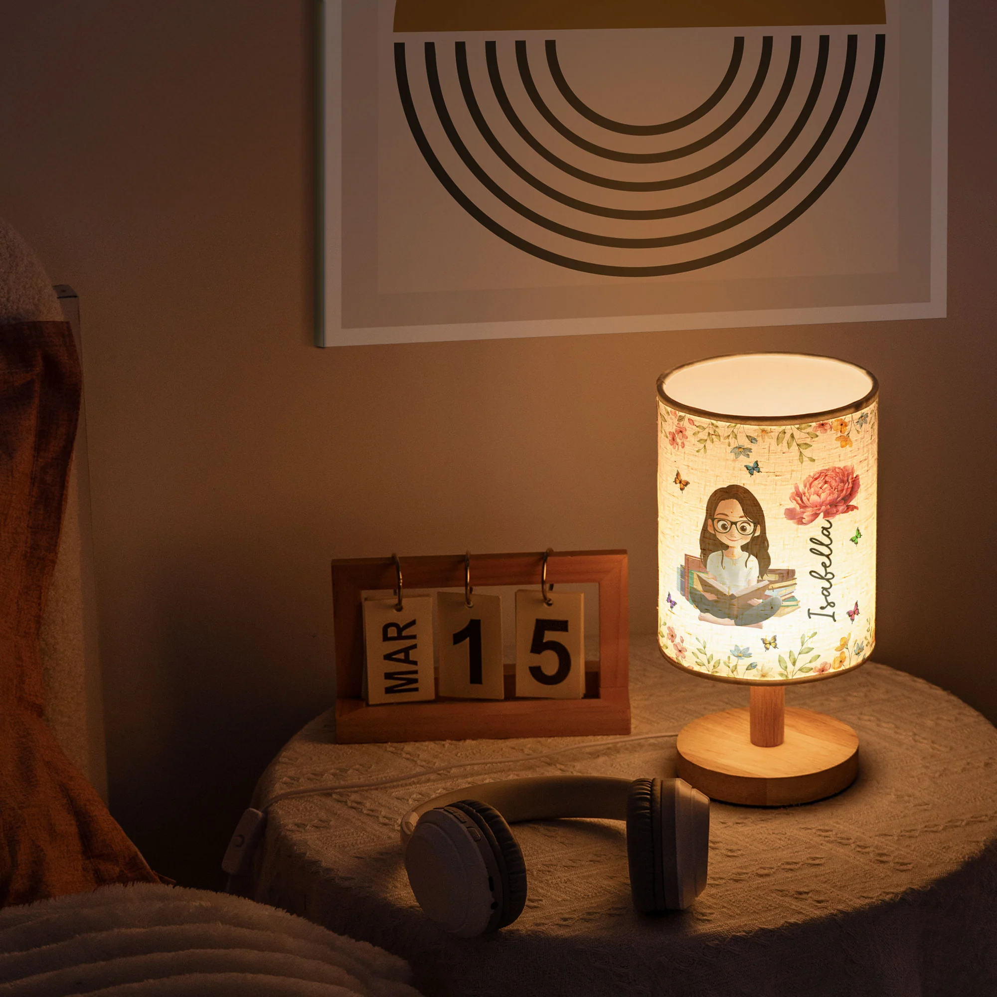 Birth Flower Book Lovers - Personalized Fabric Lamp - Image 5