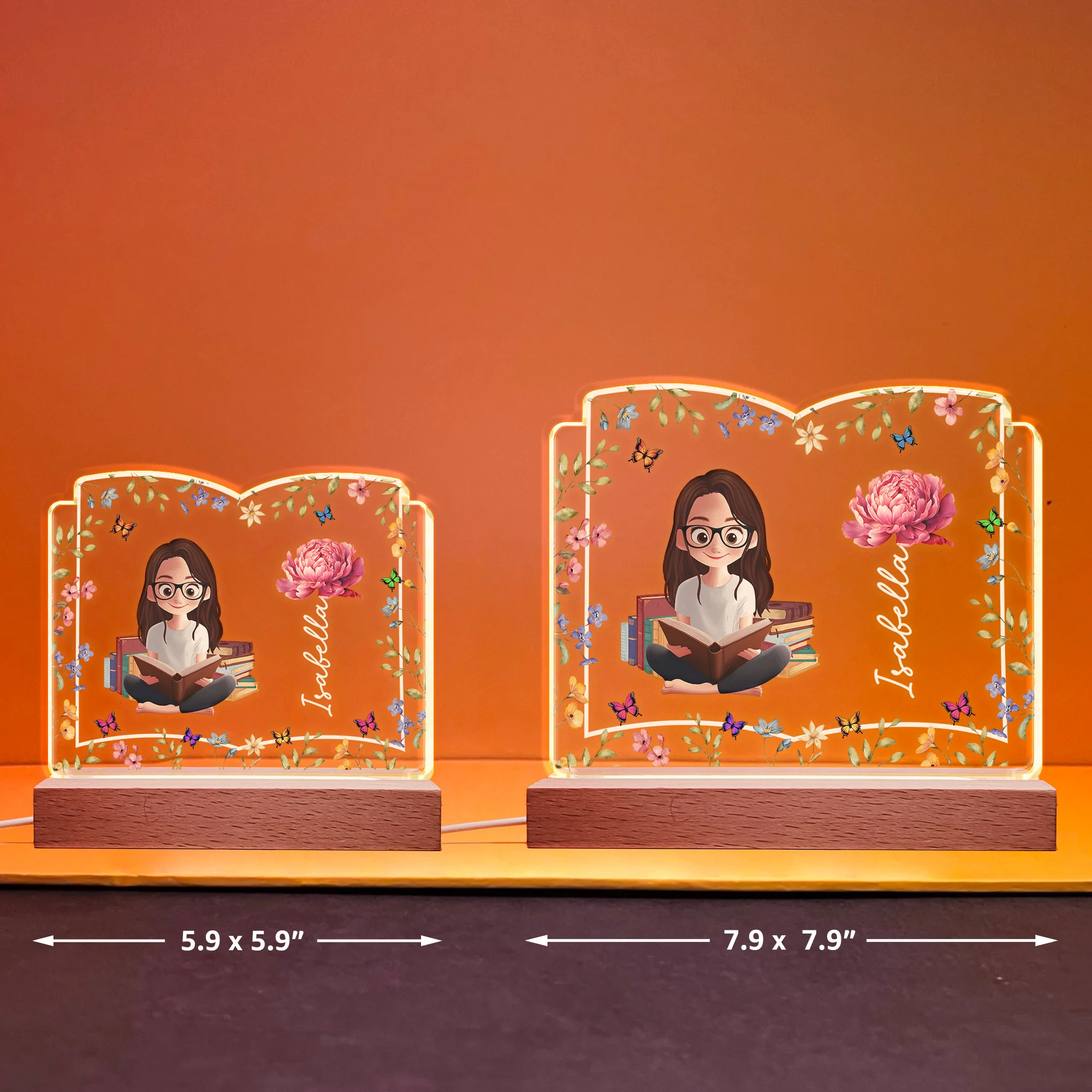 Birth Flower Book Lovers - Personalized LED Light - Image 6