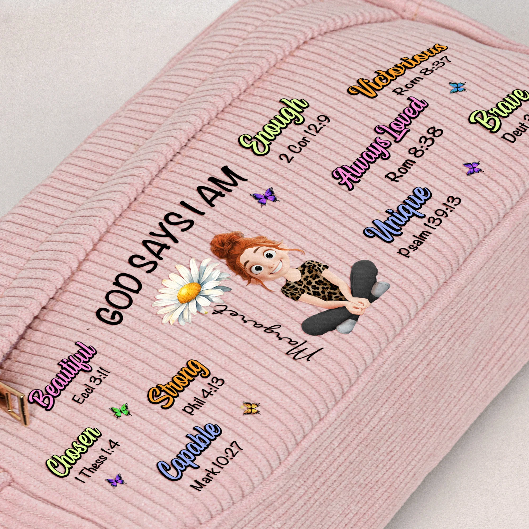 Birth Flower God Says I Am - Personalized Pencil Case - Image 3