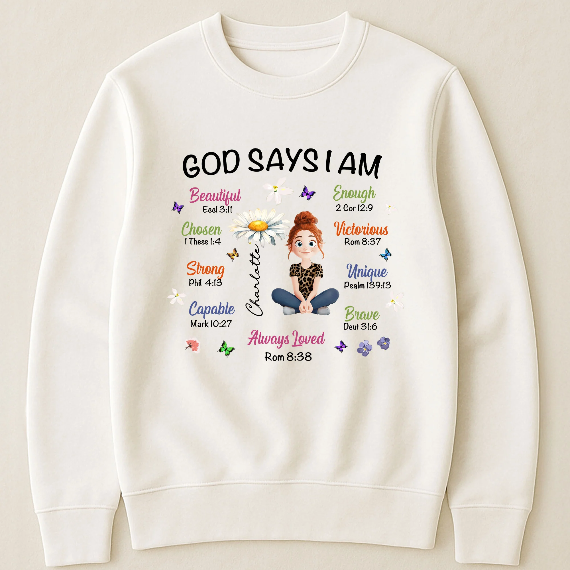 Birth Flower God Says I Am - Personalized Shirt - Image 3
