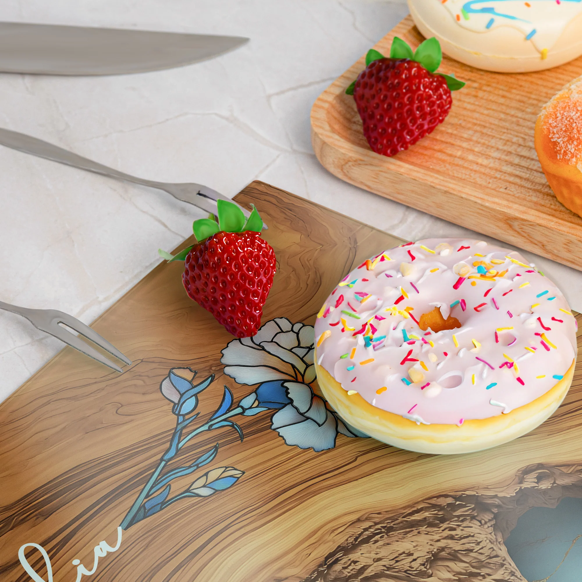 Birth Flower Kitchen Decor Gift For Her - Personalized Cutting Board - Image 5