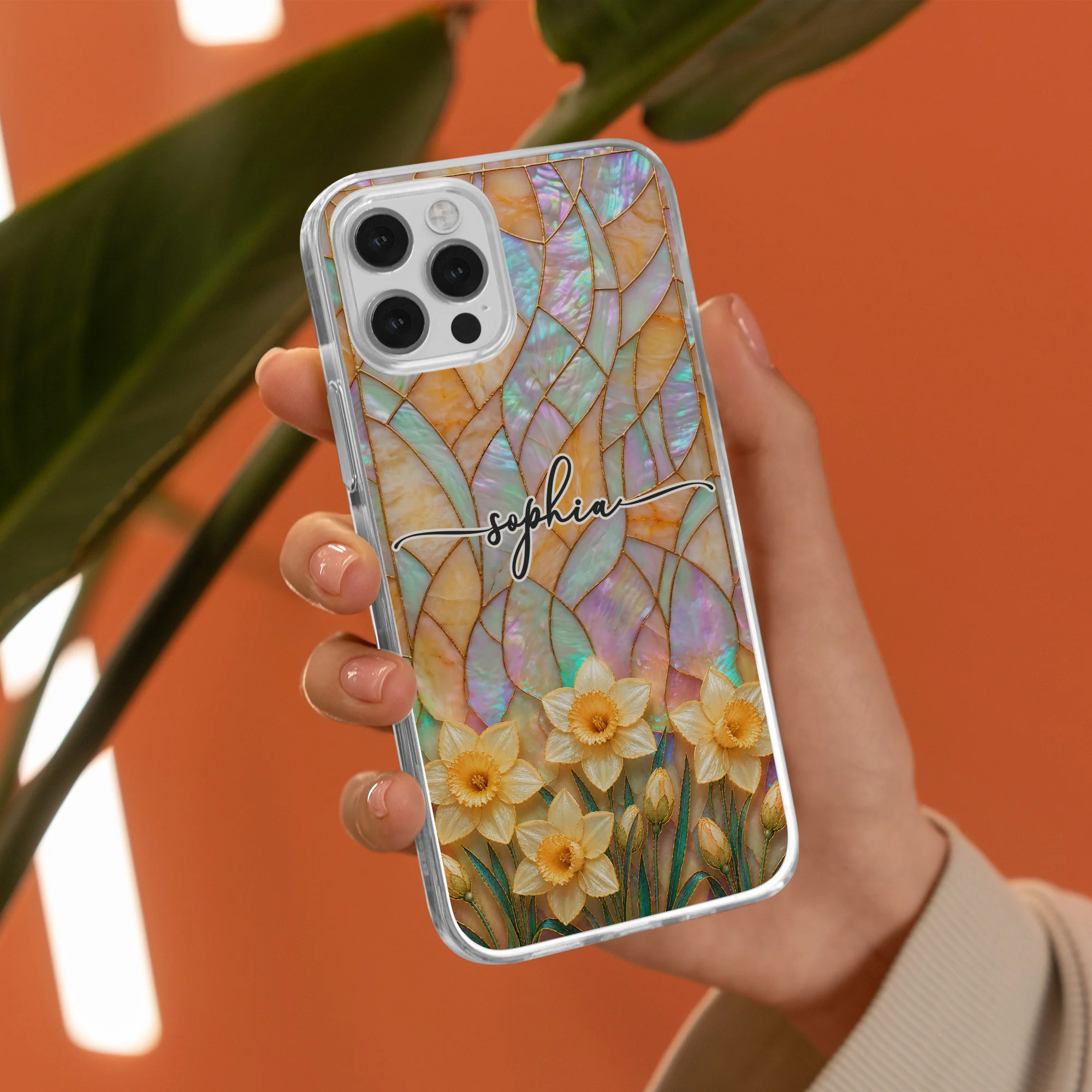 Birth Flower Mother Of Pearl Exchange Gifts For Women - Personalized Phone Case - Image 3