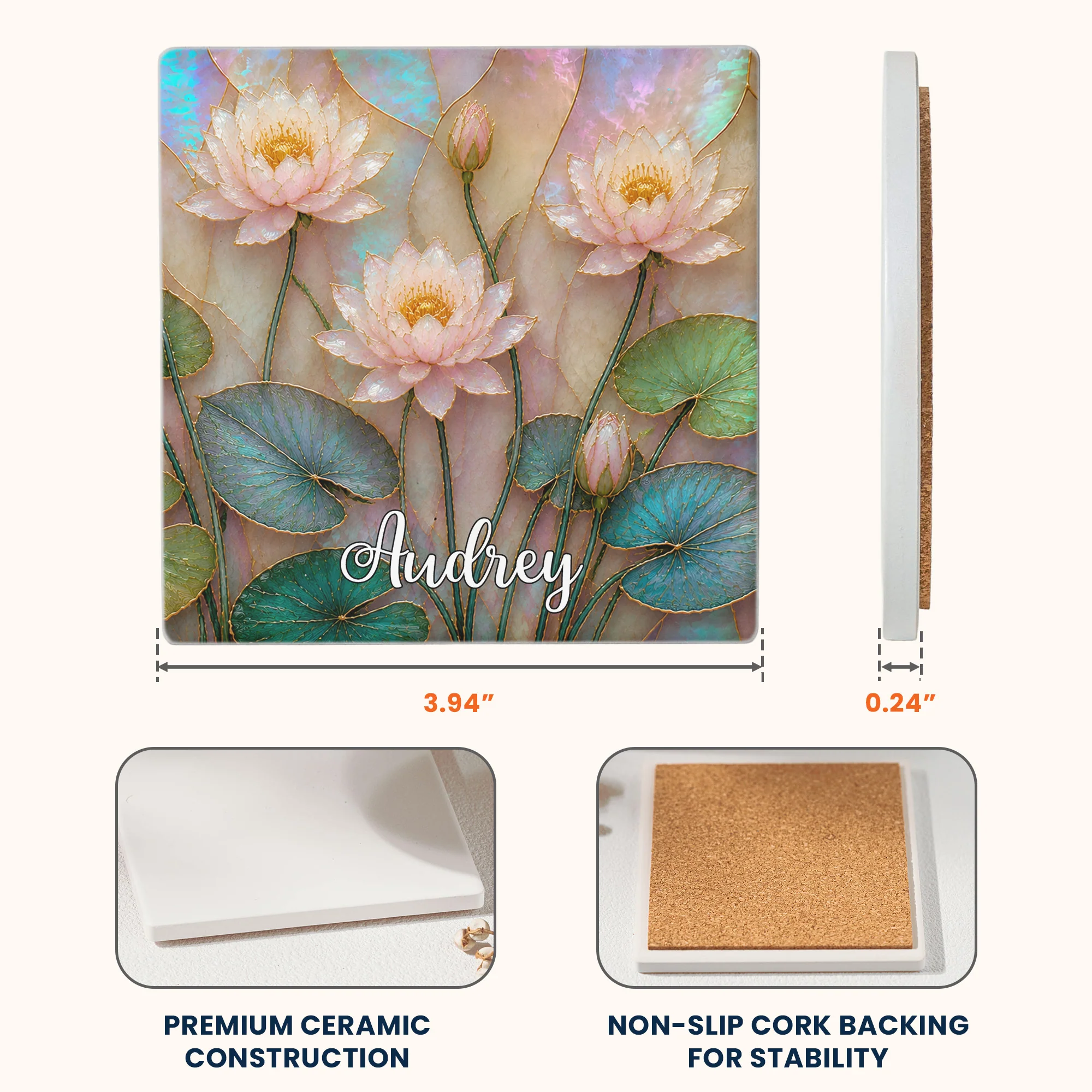 Birth Flower Mother Of Pearl Exchange Gifts Gag Gift For Women - Personalized Coaster - Image 8