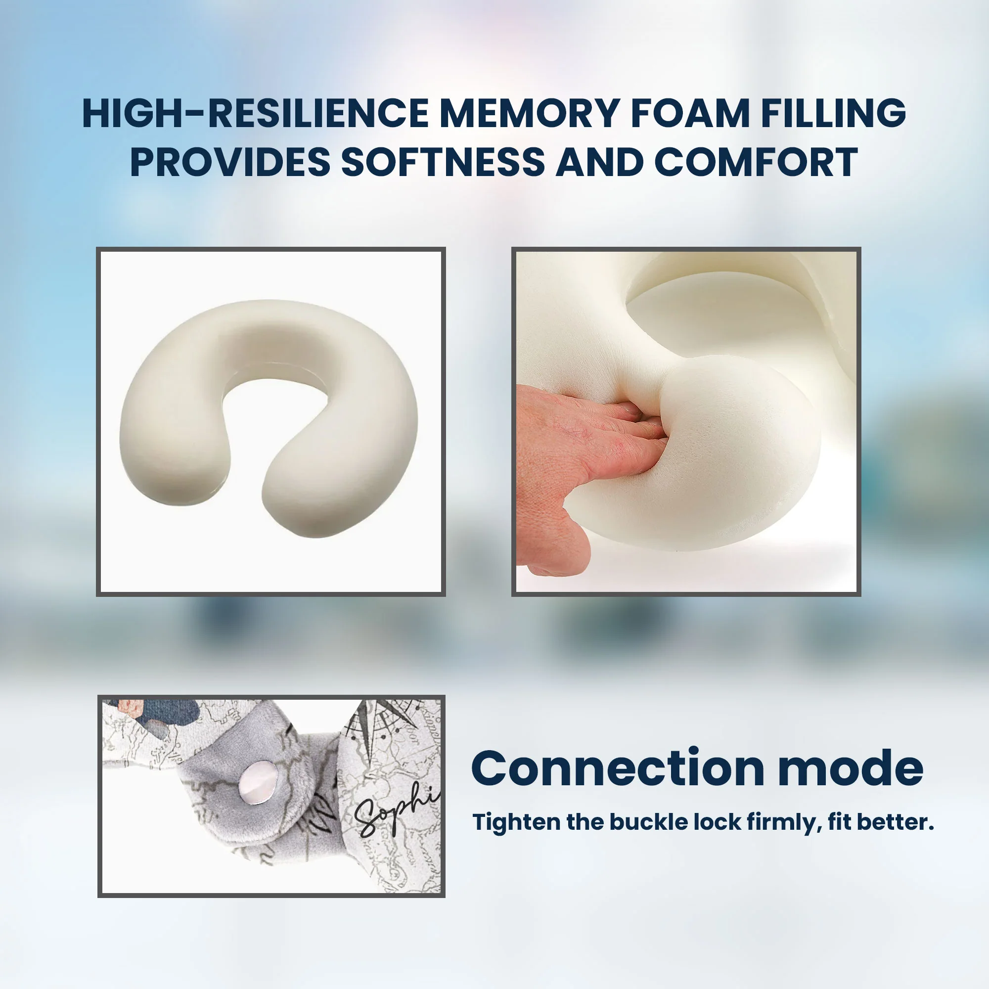Birth Flower Self Gift - Personalized U-Shaped Travel Neck Pillow - Image 6