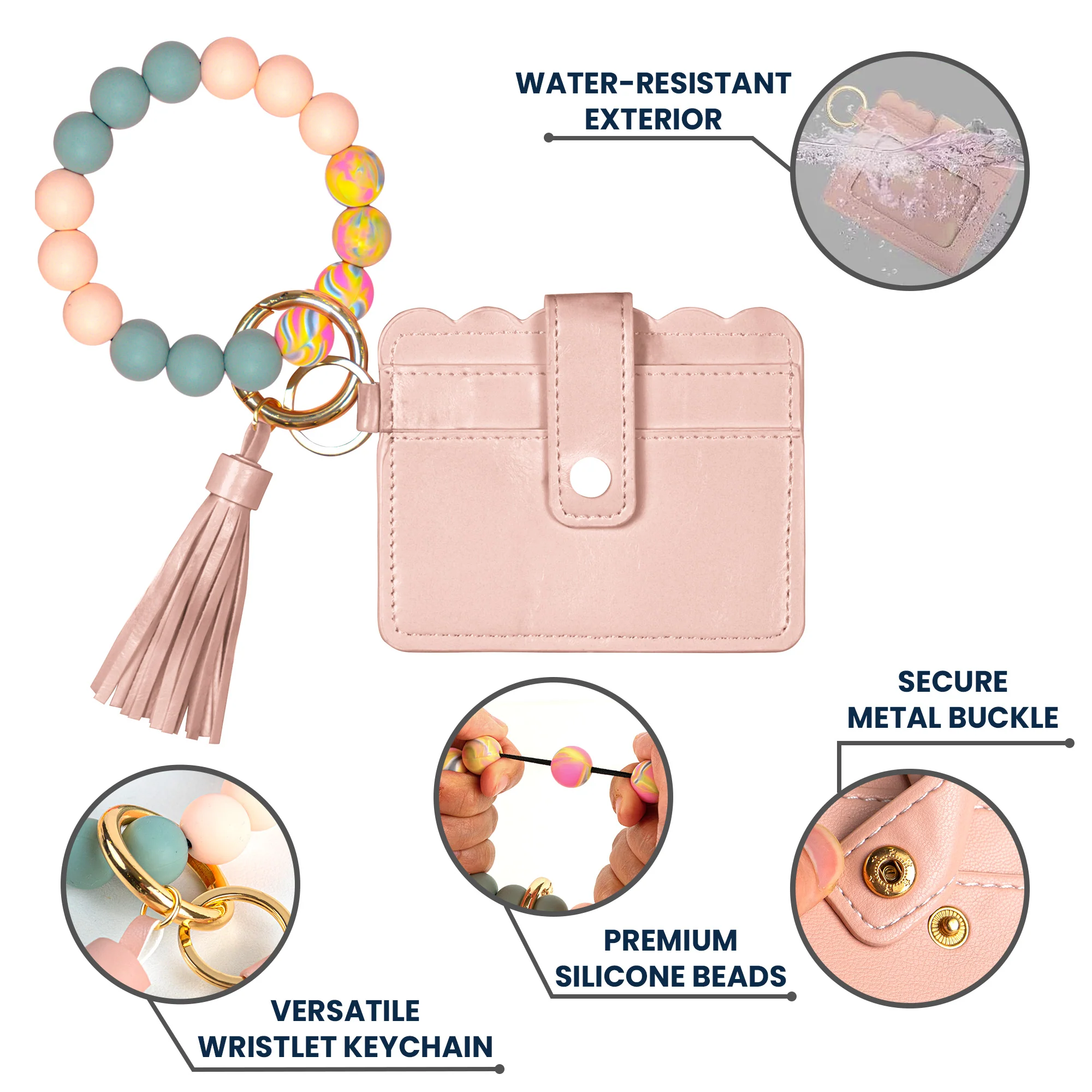 Birth Month Flower Gift For Her - Personalized Keychain Wristlet Leather Wallet - Image 7