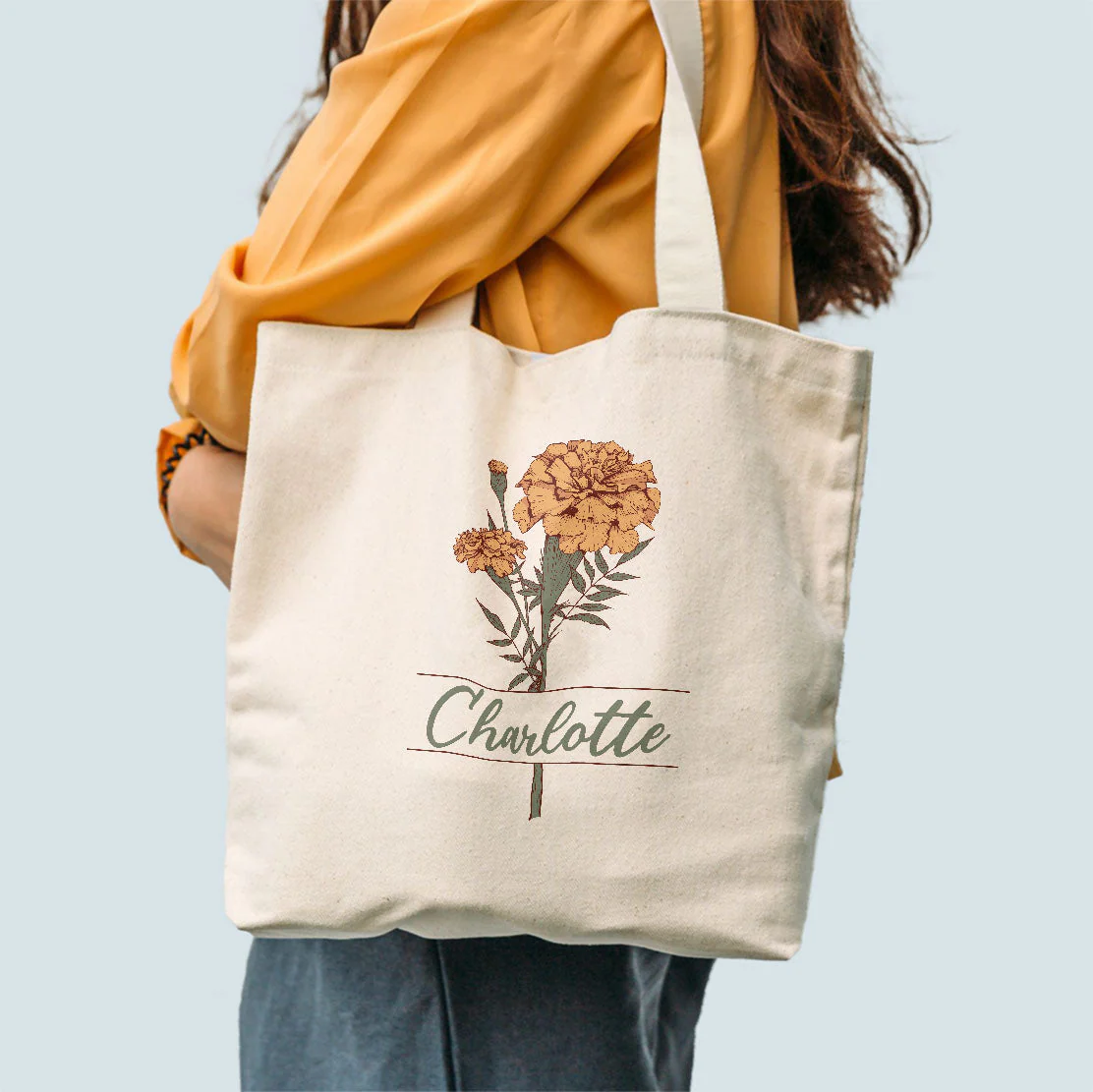 Birth Month Flower - Personalized Tote Bag - Image 3