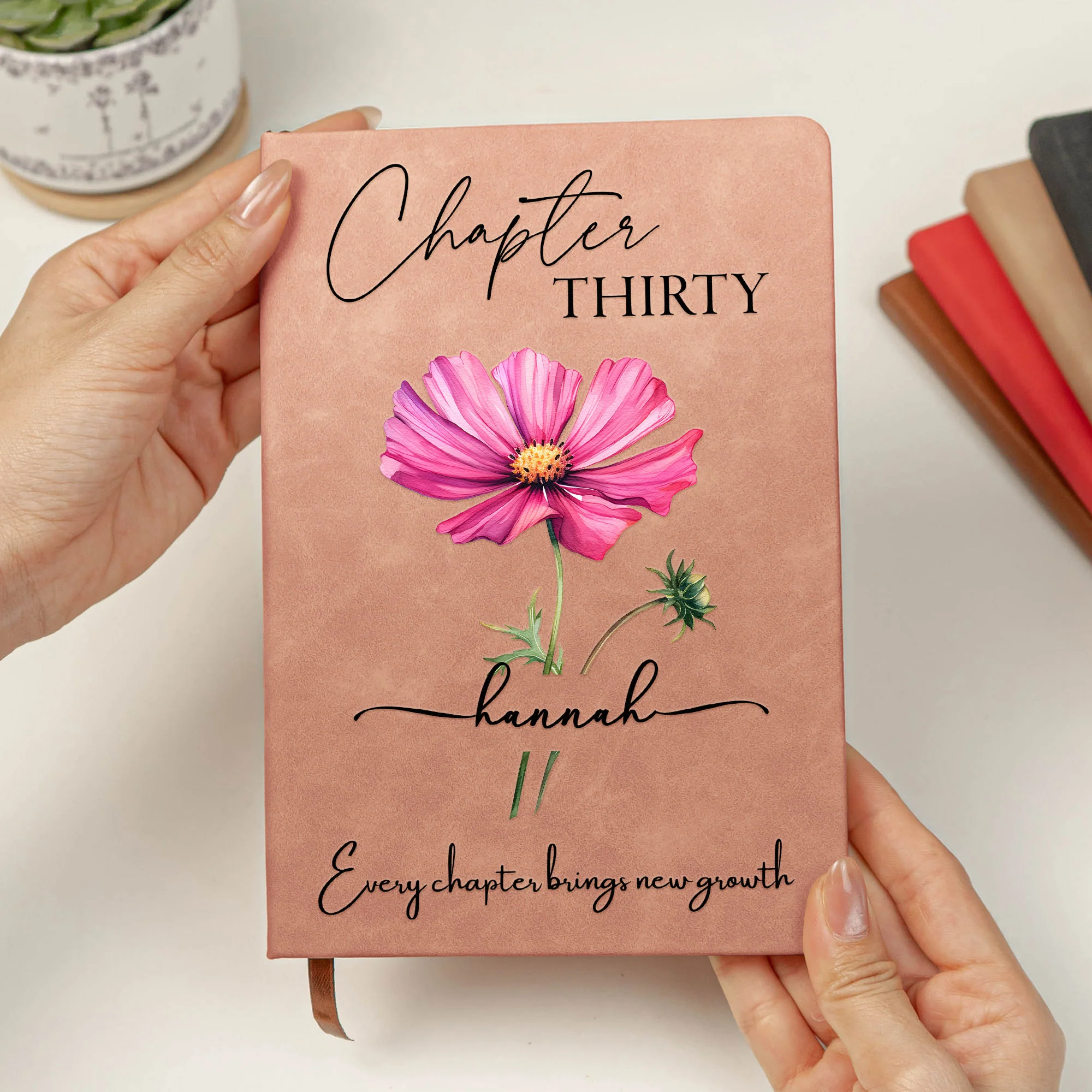 Birthday Gift For Her, Every Chapter Brings New Growth - Personalized Leather Journal - Image 4