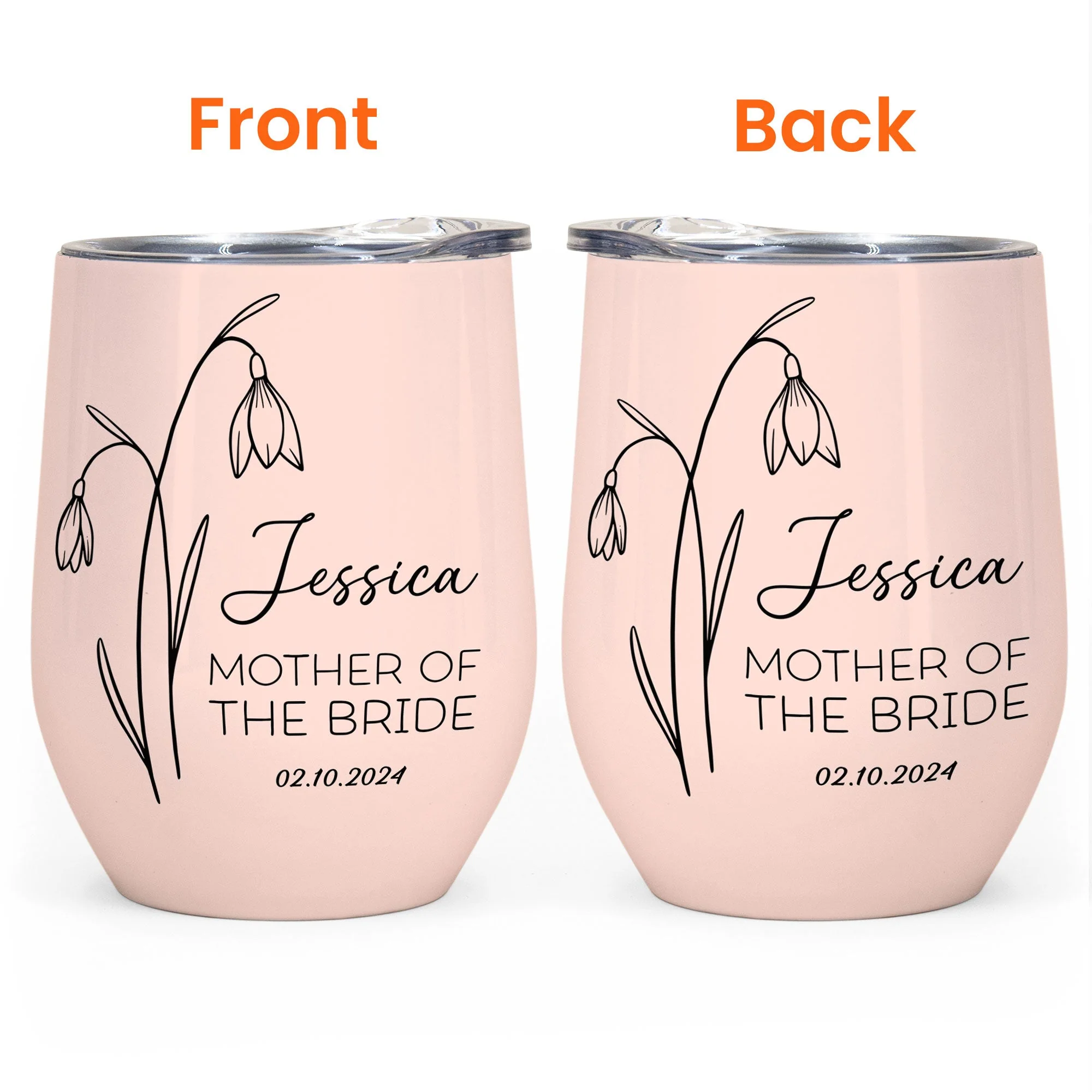 Birthflower Cup Wedding Gift For Bridesmaid Mother In Law - Personalized Wine Tumbler - Image 4
