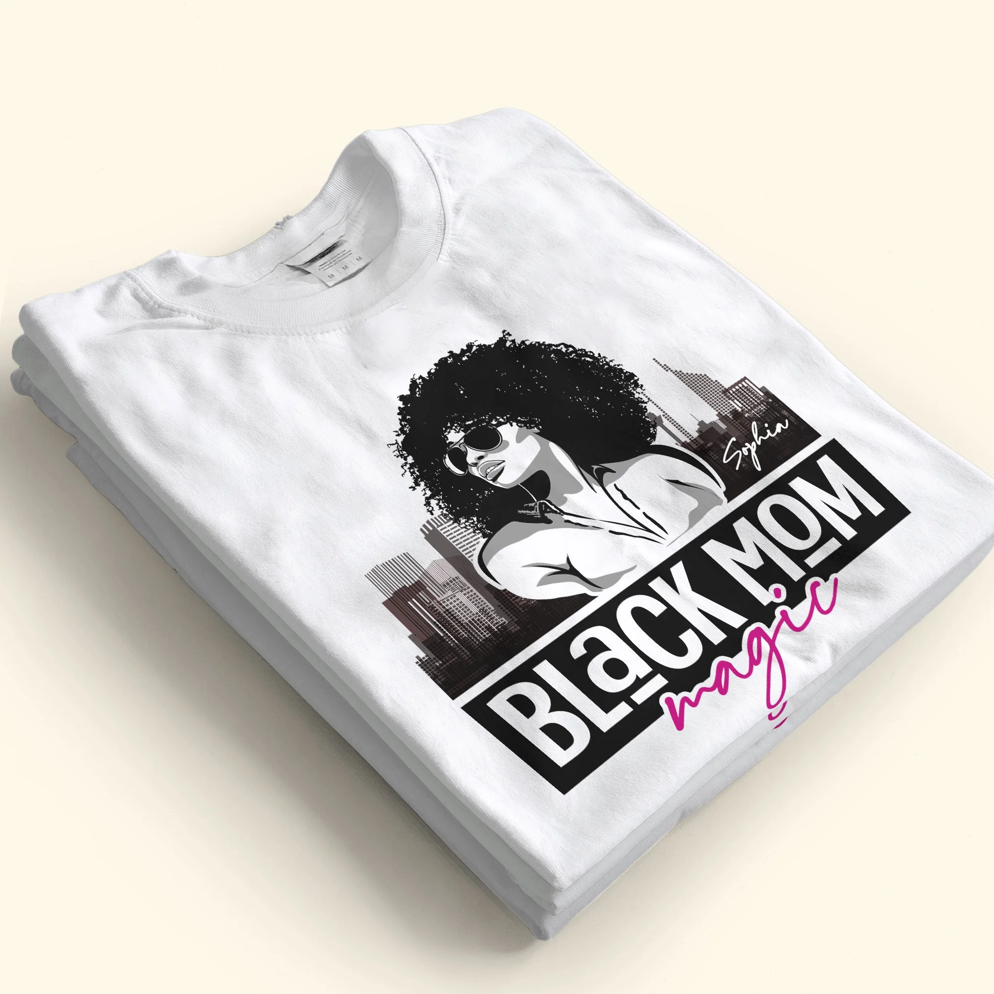 Black Mom Magic Pink - Personalized Shirt - Image 4