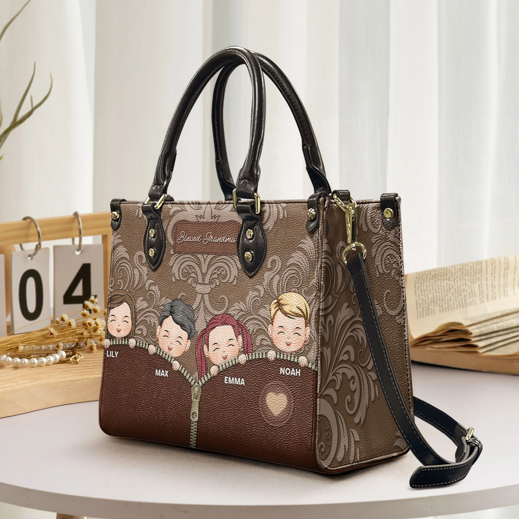 Blessed Grandma - Personalized Leather Bag - Image 2