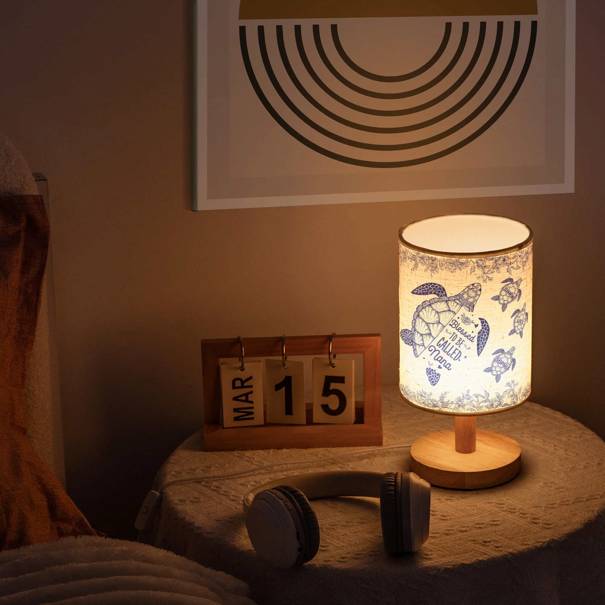 Blessed To Be Called Grandma Nana Turtle Toile De Jouy - Personalized Fabric Lamp - Image 5