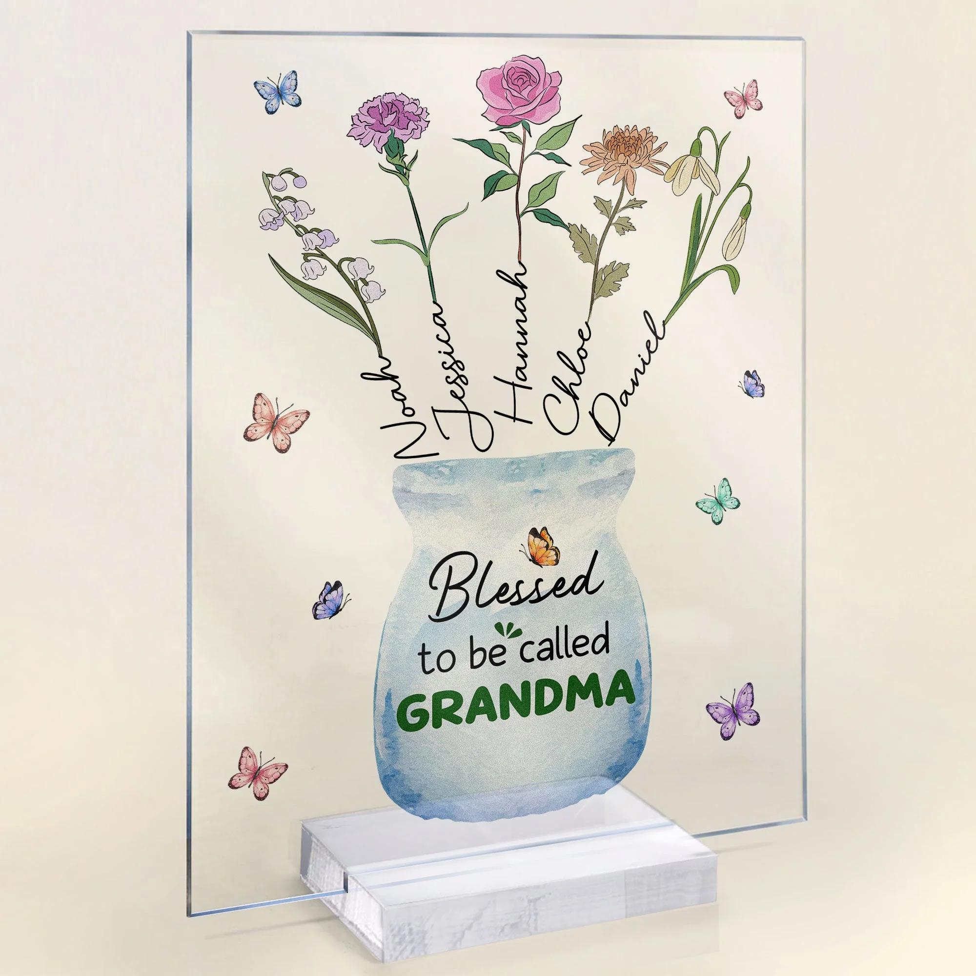 Blessed To Be Called Grandma - Personalized Acrylic Plaque - Image 3