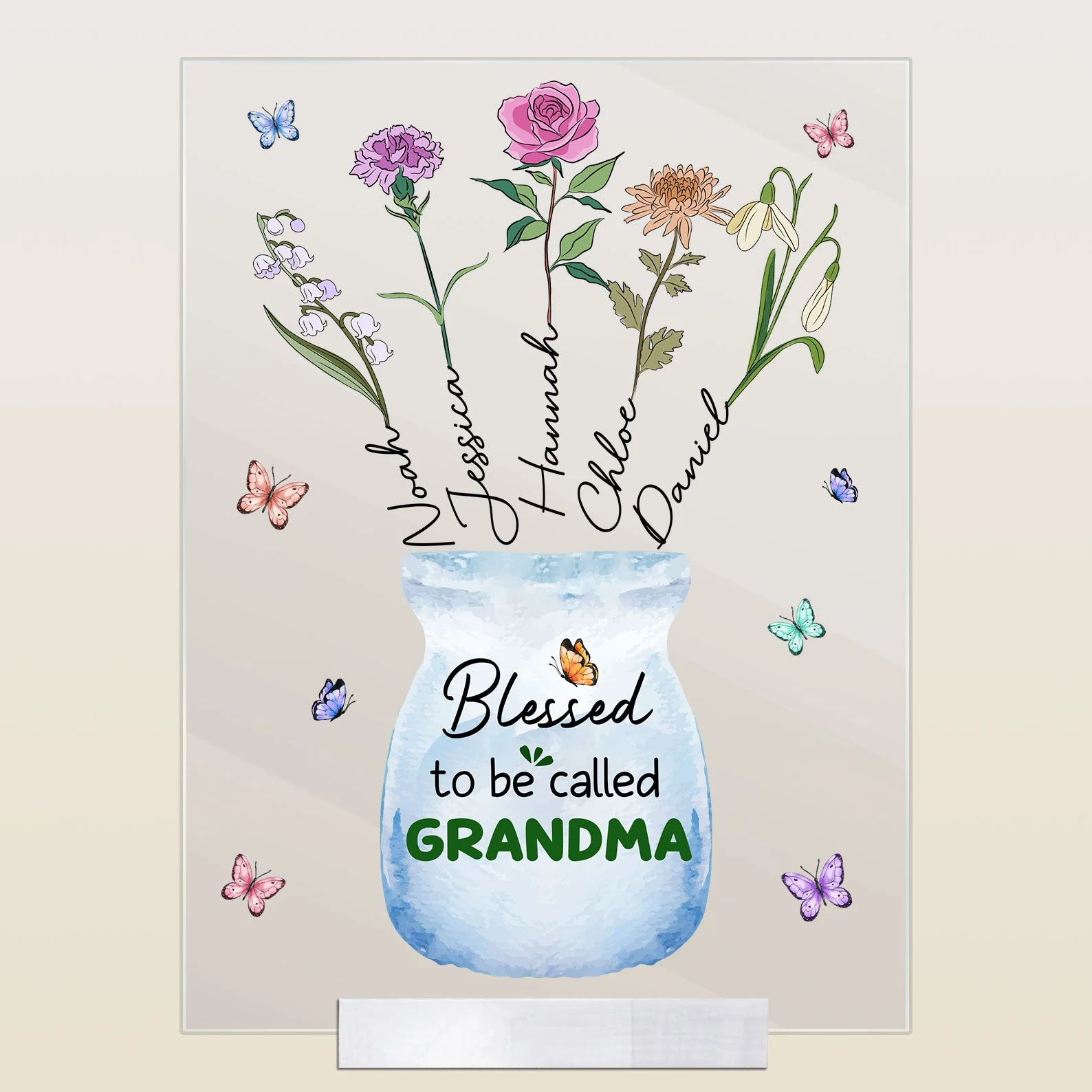 Blessed To Be Called Grandma - Personalized Acrylic Plaque - Image 5