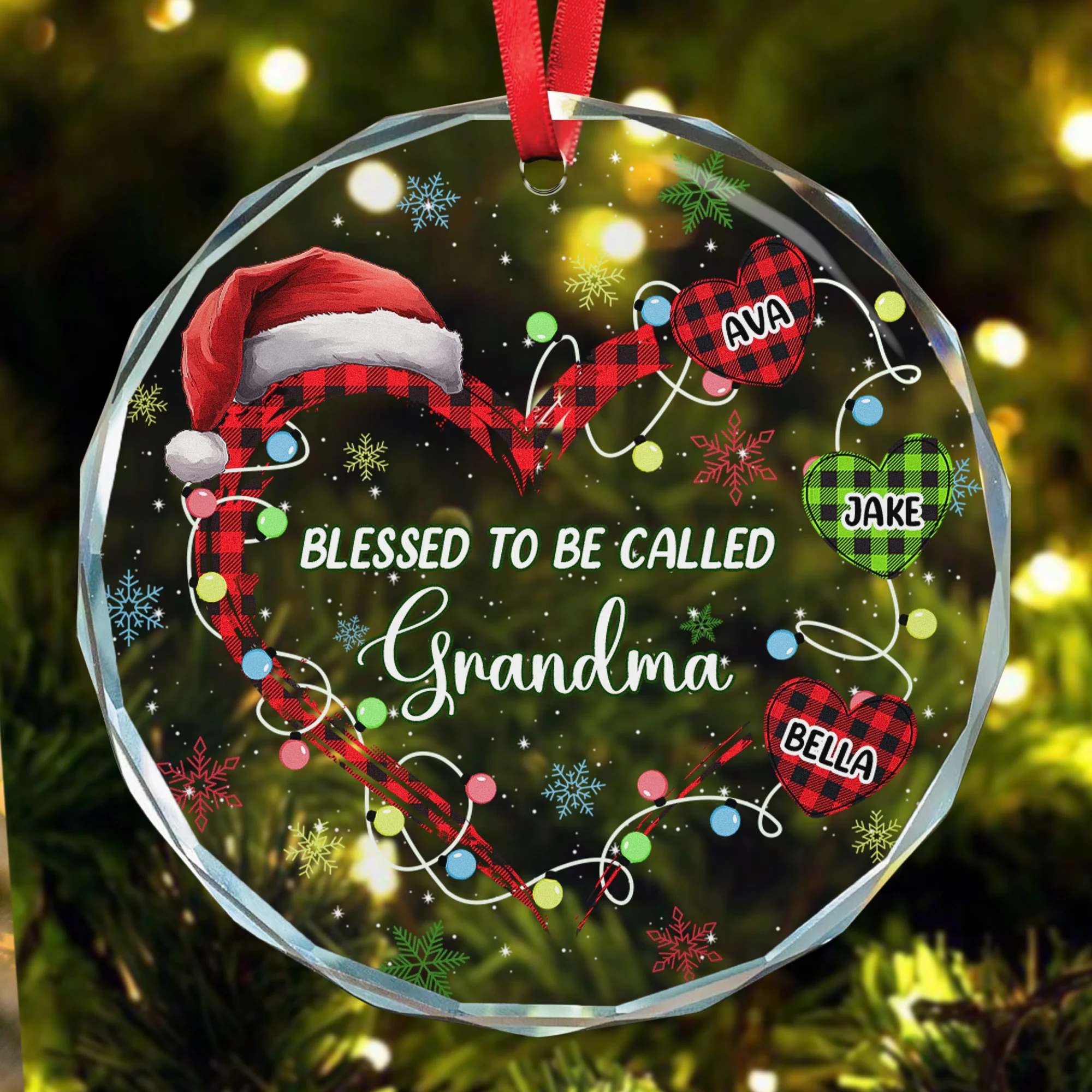 Blessed To Be Called Nana Grandma Mom - Personalized Glass Ornament - Image 3