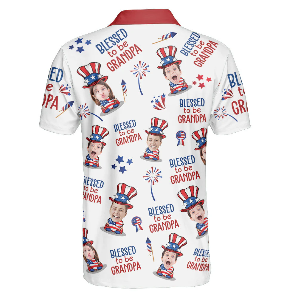 Blessed To Be Grandpa - Personalized Photo Polo Shirt - Image 6