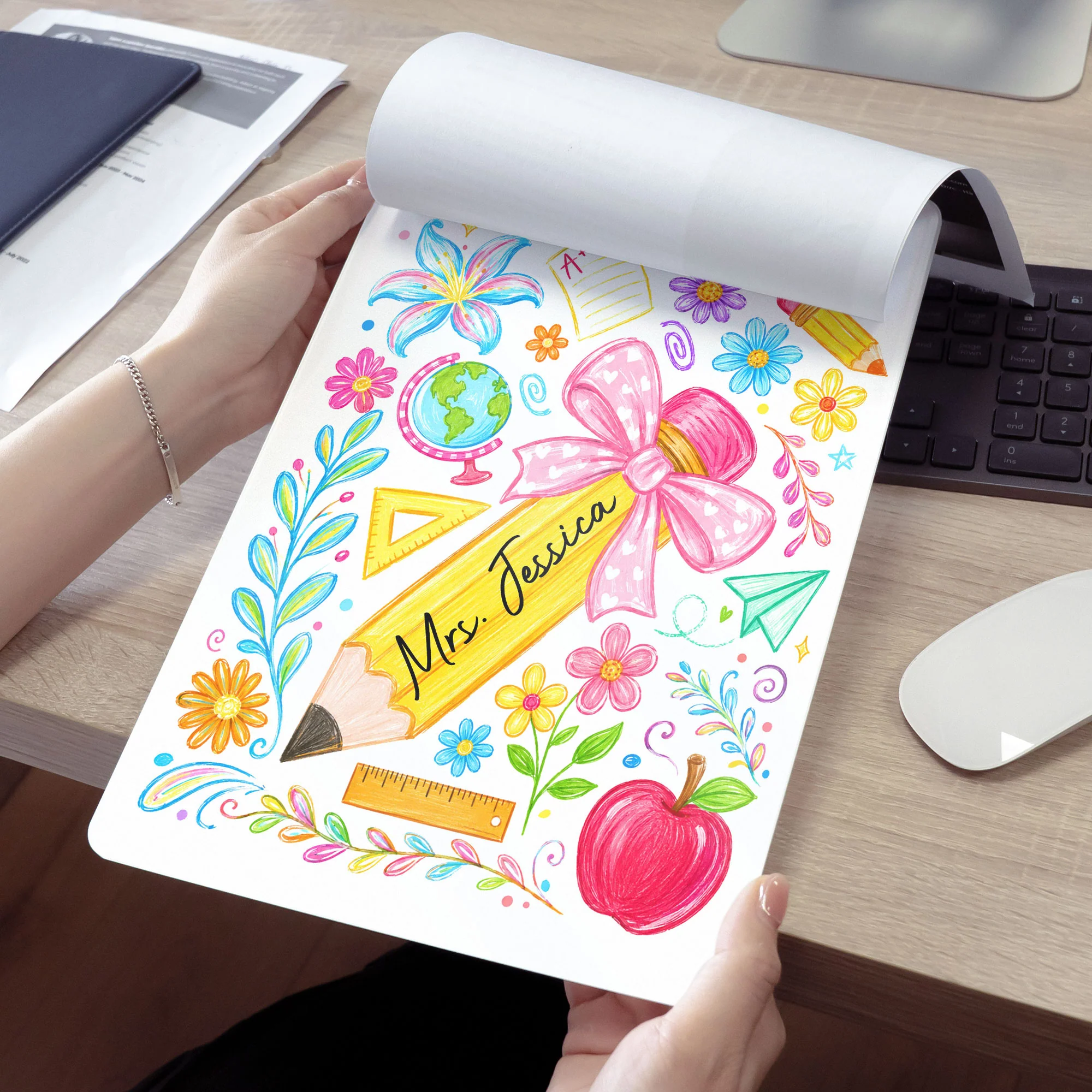 Boho Floral Pencil - Personalized Clipboard - Image 6