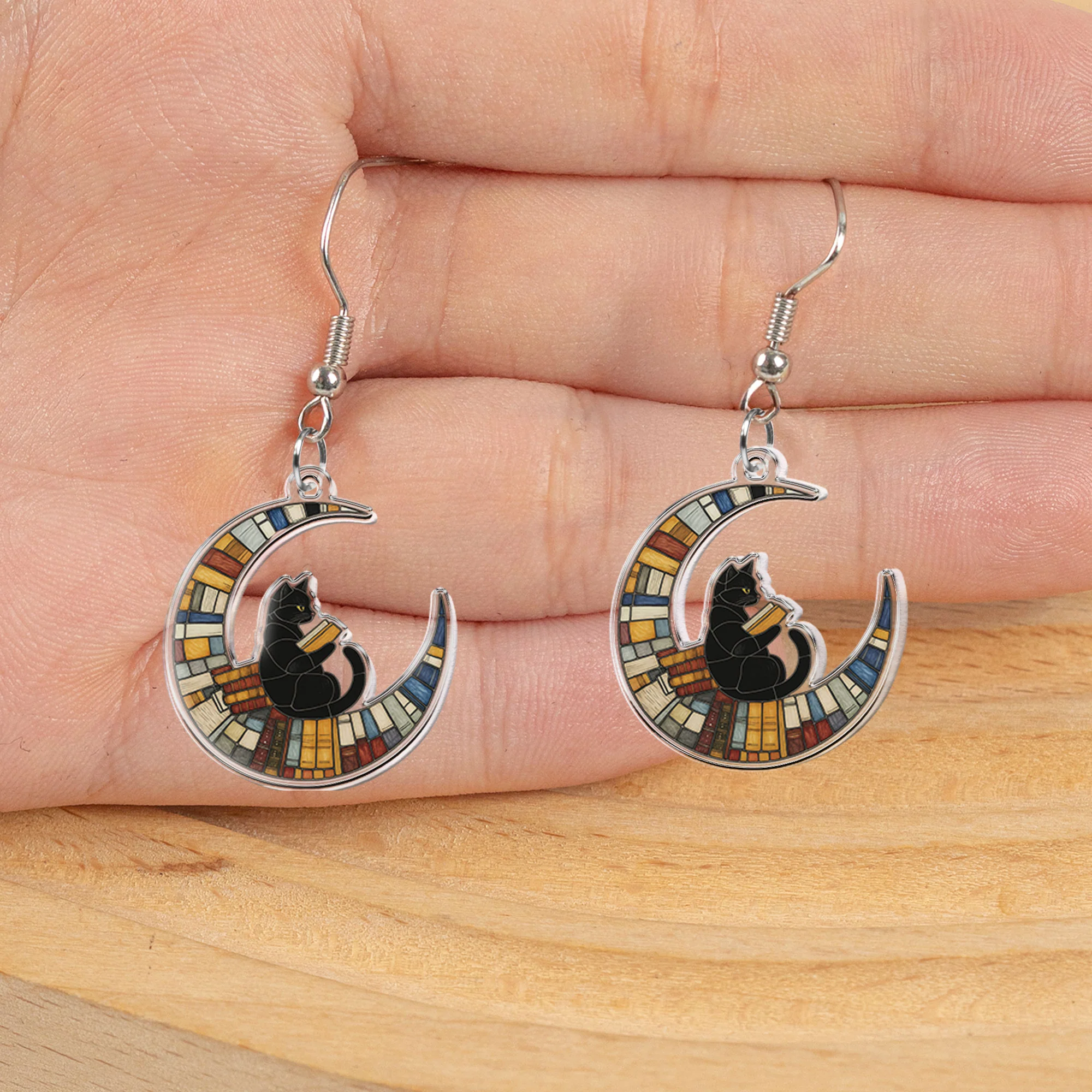 Book Lover Librarian Bookish Custom Shape Gift - Personalized Acrylic Earrings - Image 3
