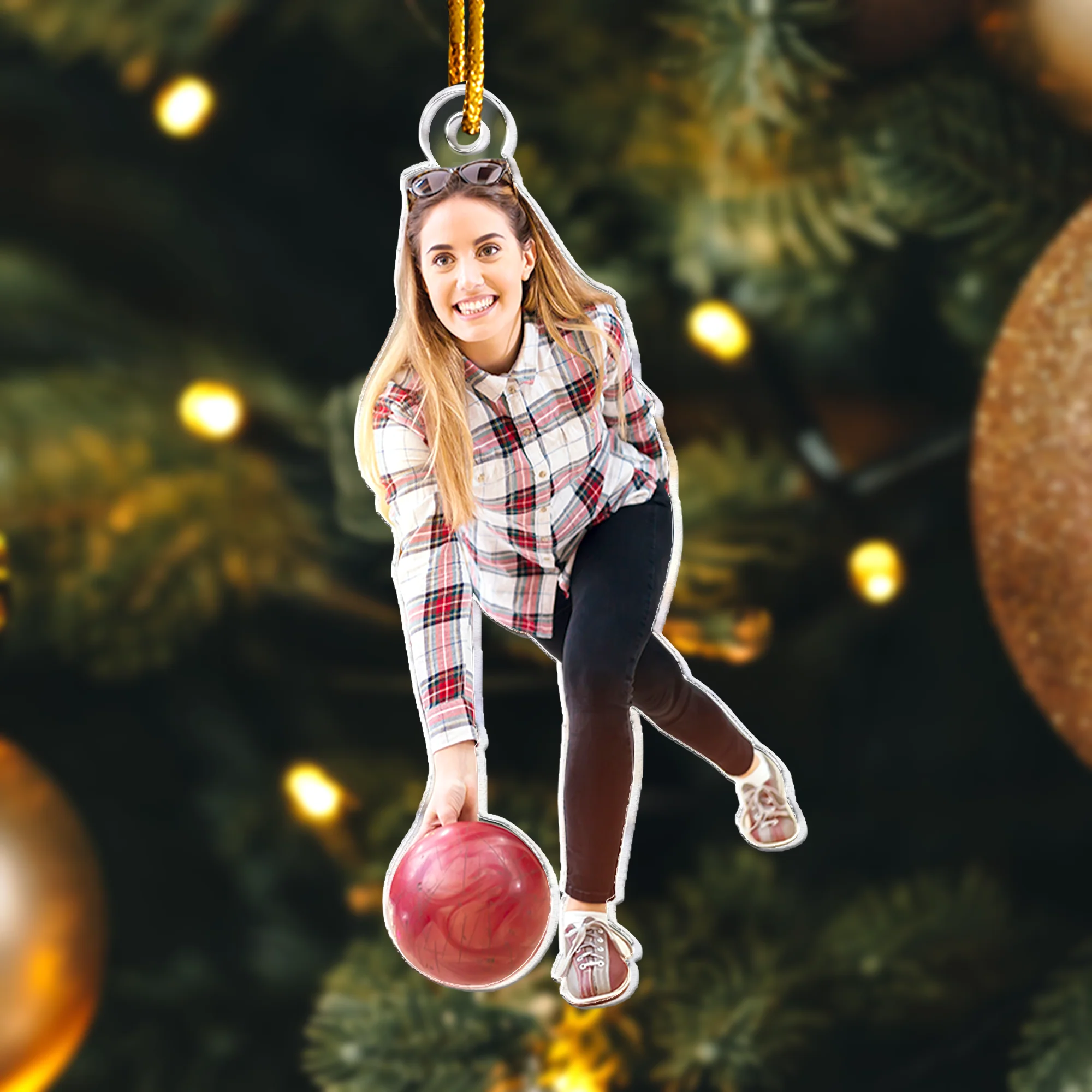 Bowling Ornament Christmas Gift Bowling Player - Personalized Acrylic Photo Ornament - Image 2