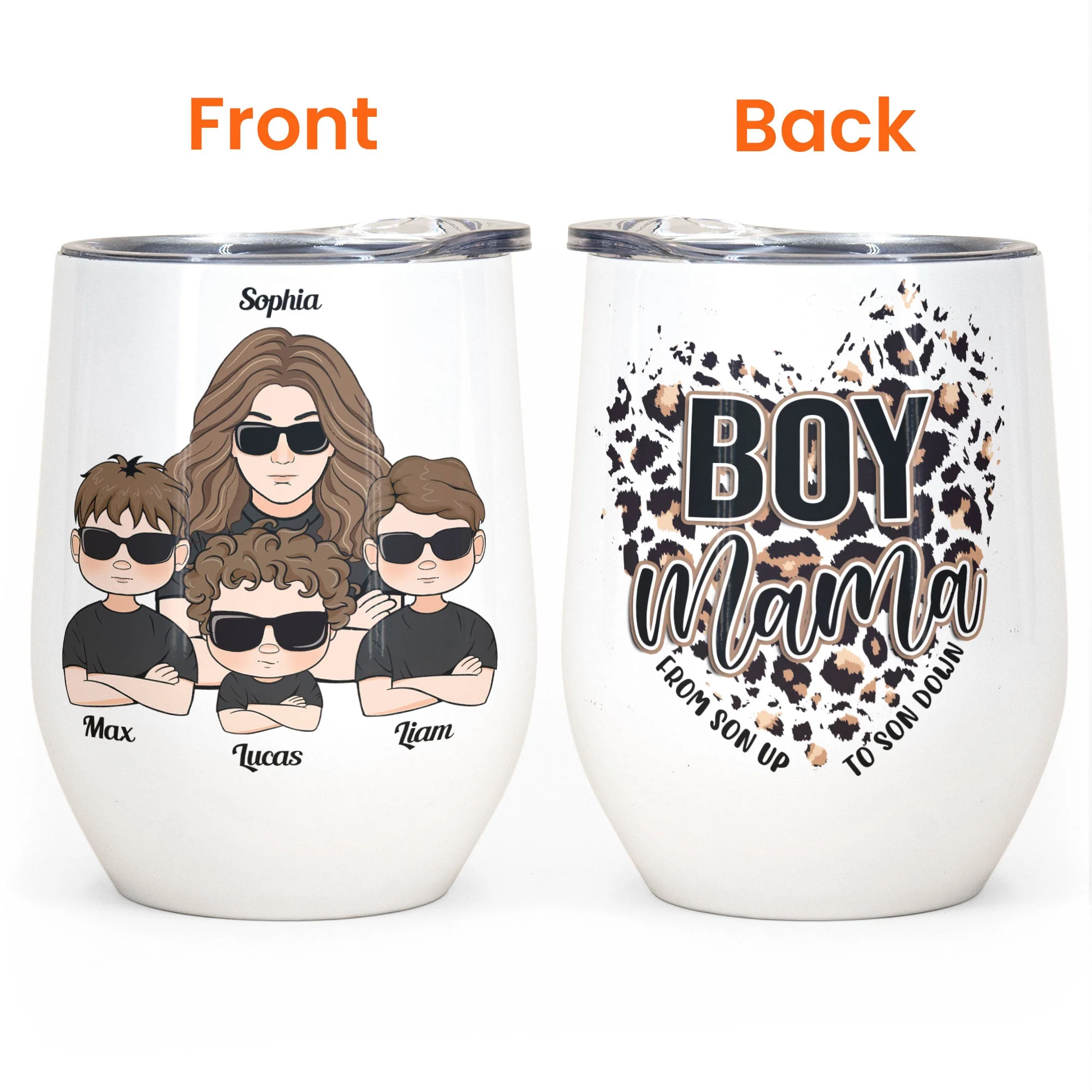Boy Mama - Personalized Wine Tumbler - Birthday Gift, Mother's Day Gift For Mom, Mother, Wife - Image 4
