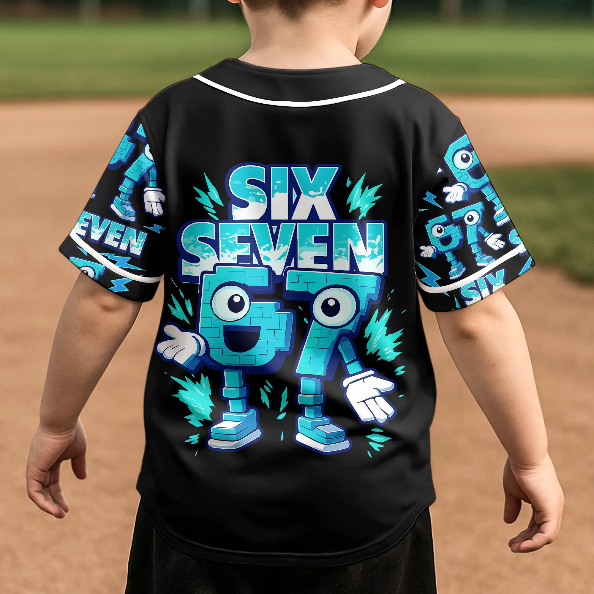 Brainrot Six Seven Kid Gaming - Personalized Jersey Shirt - Image 3